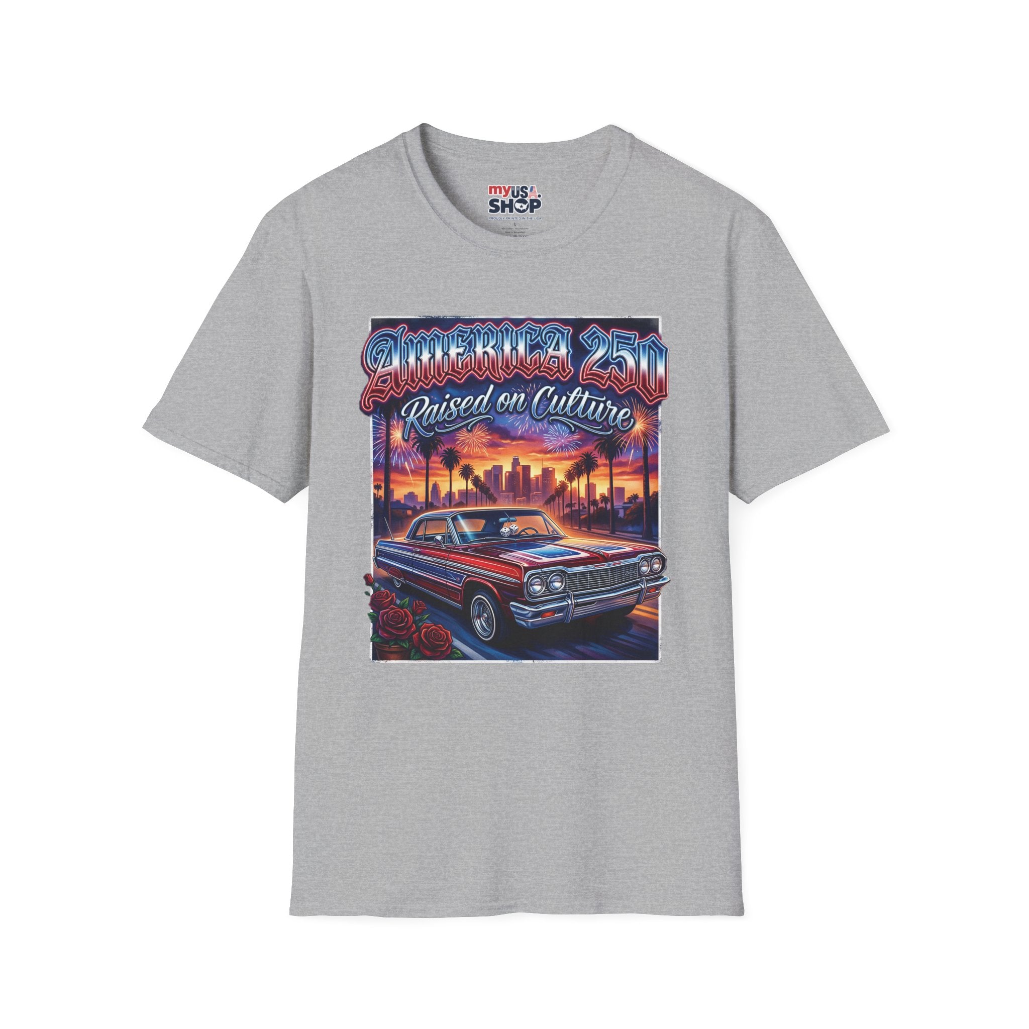 America 250 California "Raised on Culture" — Vintage Sunset Classic Car Patriotic