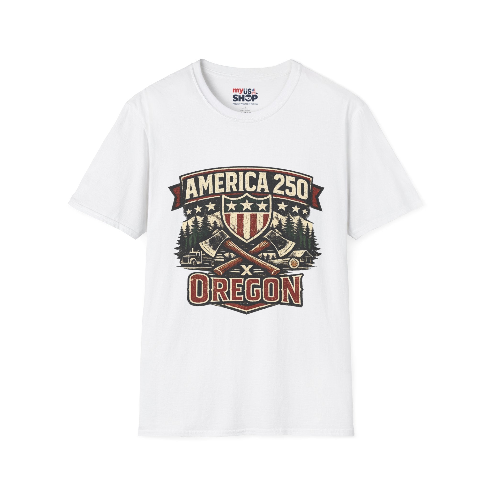America 250 Shirt —Oregon  Rustic Timber Heritage Graphic Tee