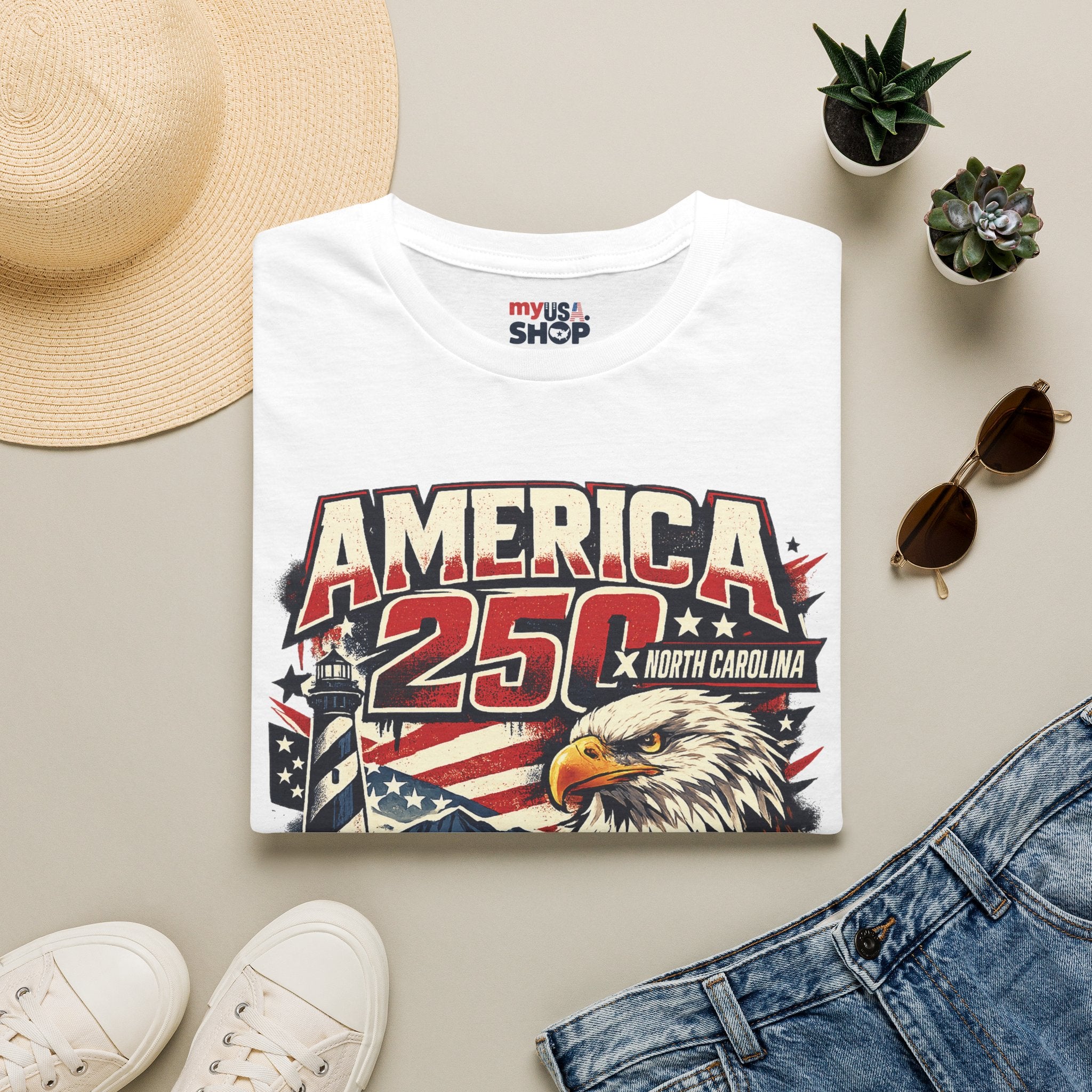America 250 North Carolina Eagle T-Shirt – Patriotic July 4th Graphic Tee