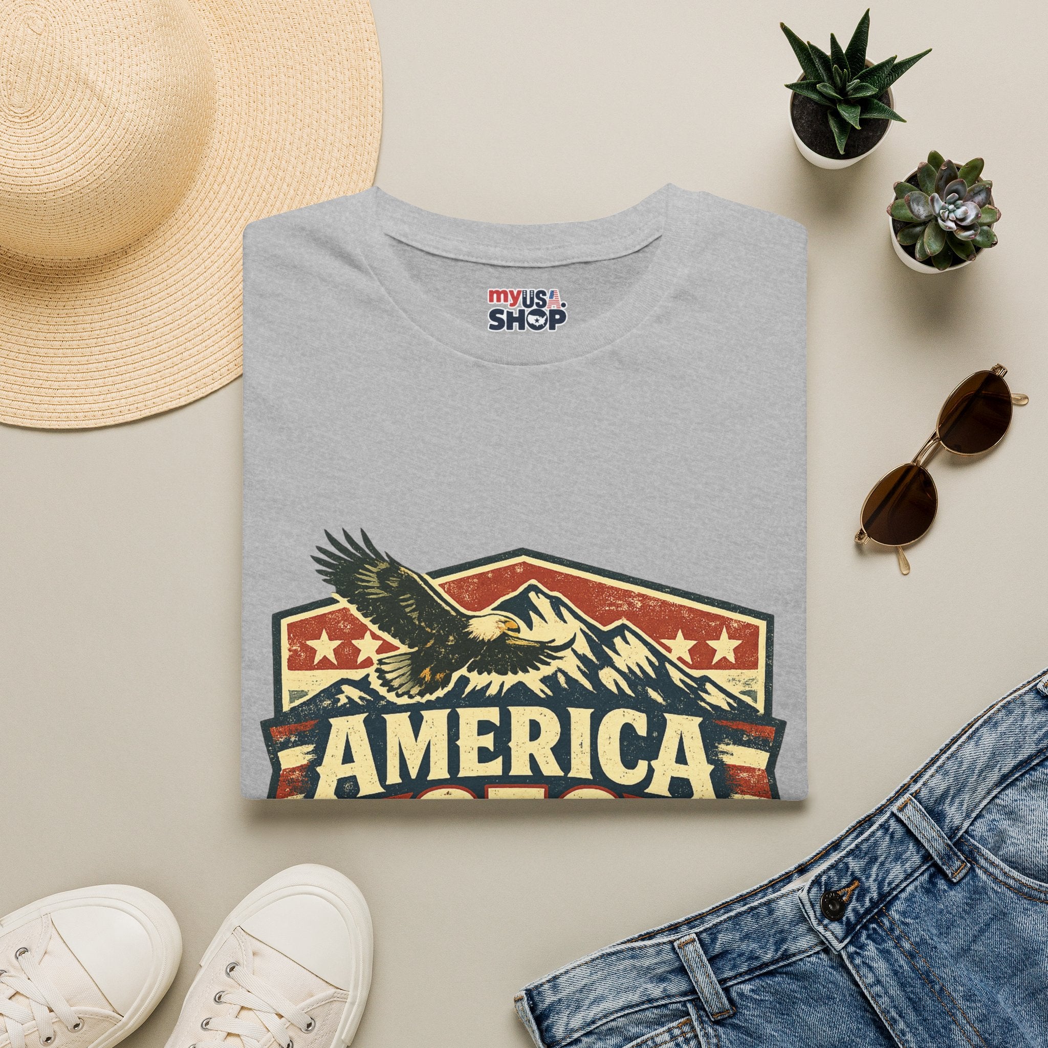 America 250 Shirt —Oregon  Mountain Eagle Wilderness Badge Tee