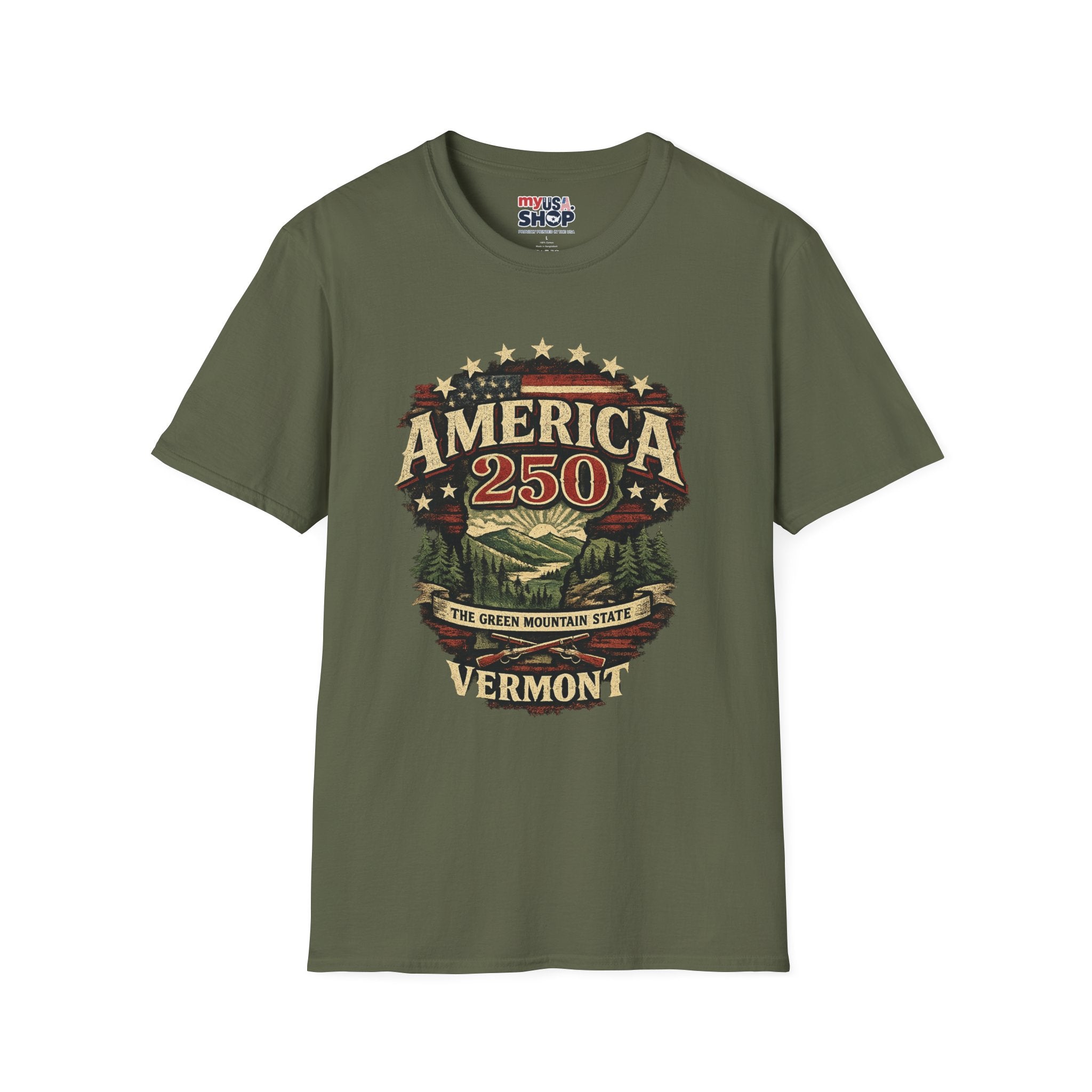 America 250 – Vermont “The Green Mountain State” Vintage Tee Design