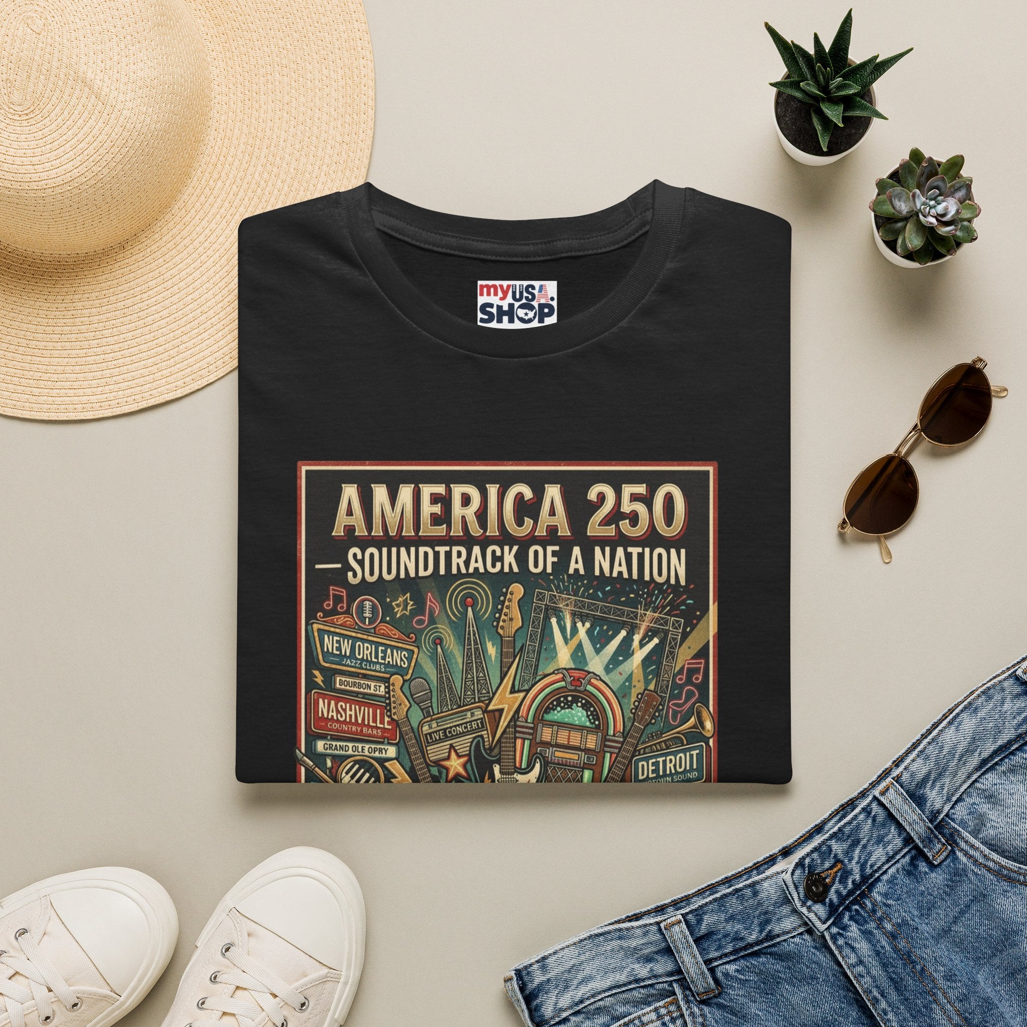 America 250 "Soundtrack of a Nation" T-Shirt — Patriotic Music Festival Tee Pop Culture