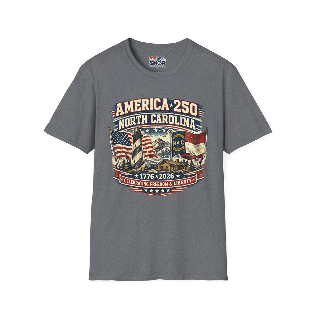 America 250 North Carolina T-Shirt — 1776–2026 Patriotic State Pride Tee