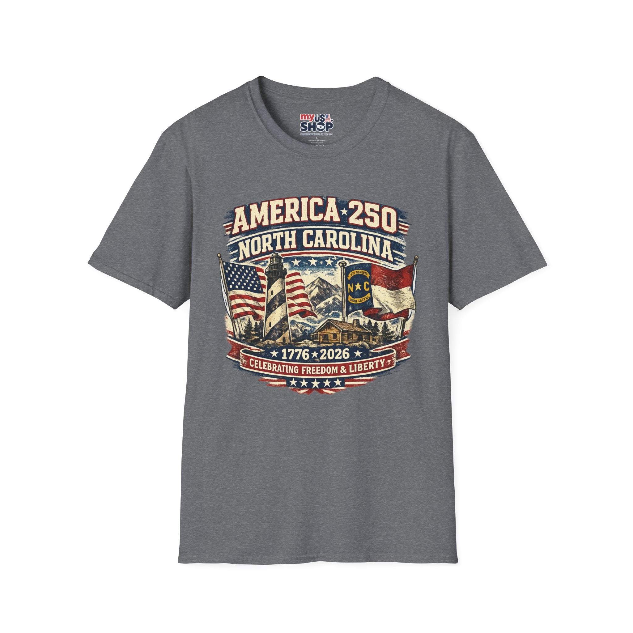 America 250 North Carolina T-Shirt — 1776–2026 Patriotic State Pride Tee