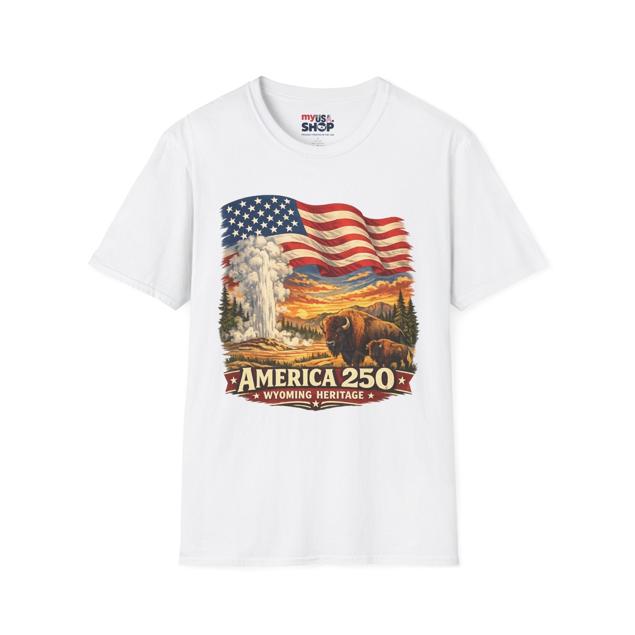 America 250 T-Shirt — Vintage Wyoming Yellowstone Design