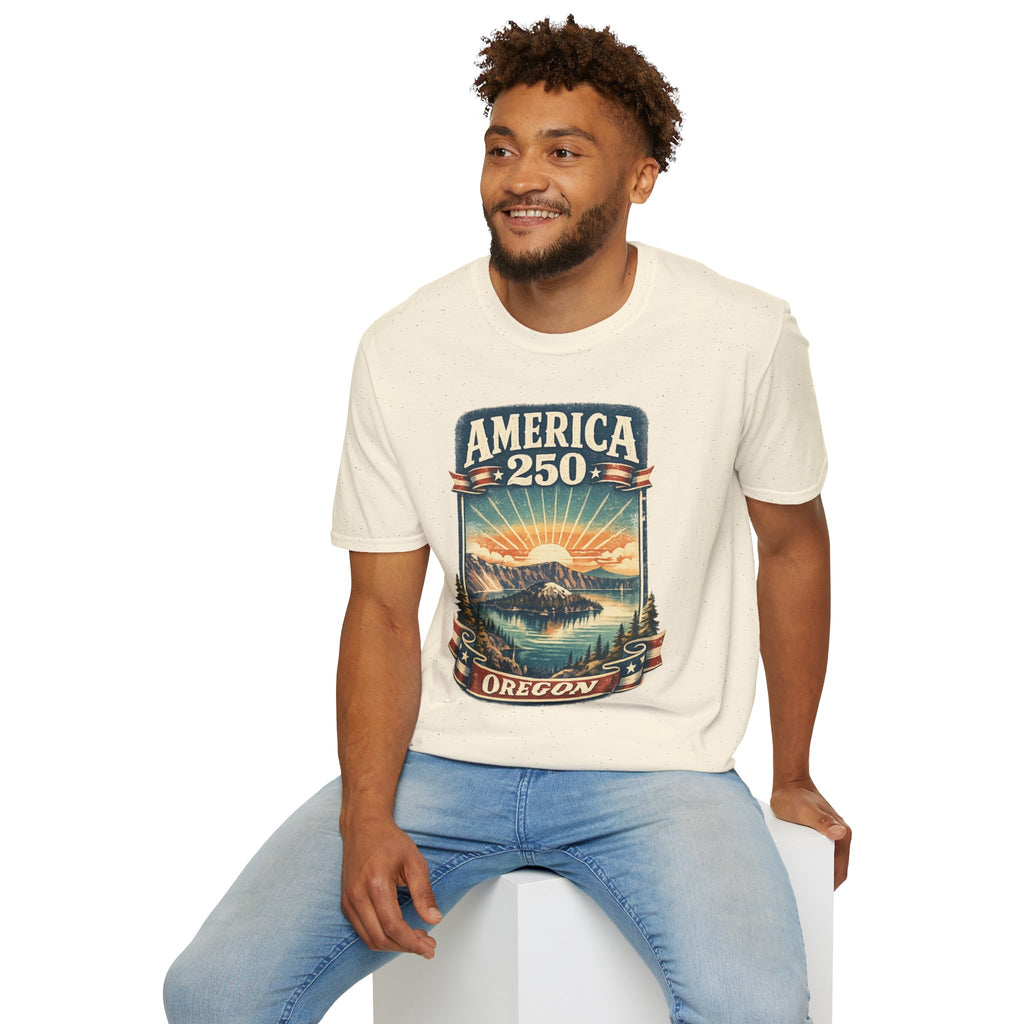 Oregon America 250 Shirt — Crater Lake Sunset Vintage Tee