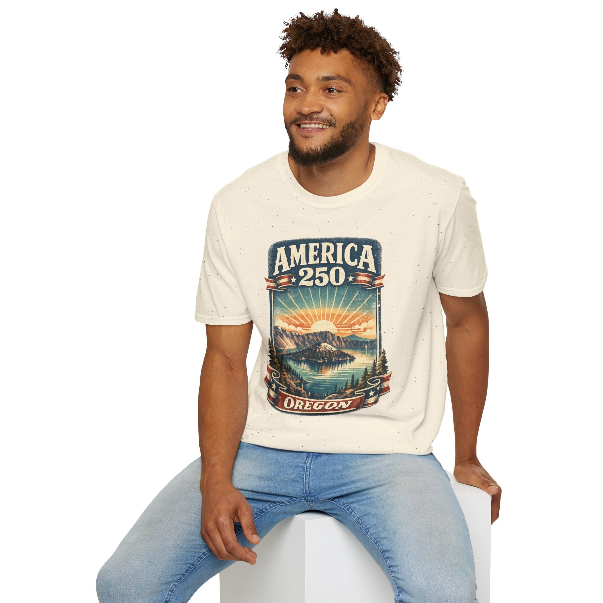 Oregon America 250 Shirt — Crater Lake Sunset Vintage Tee