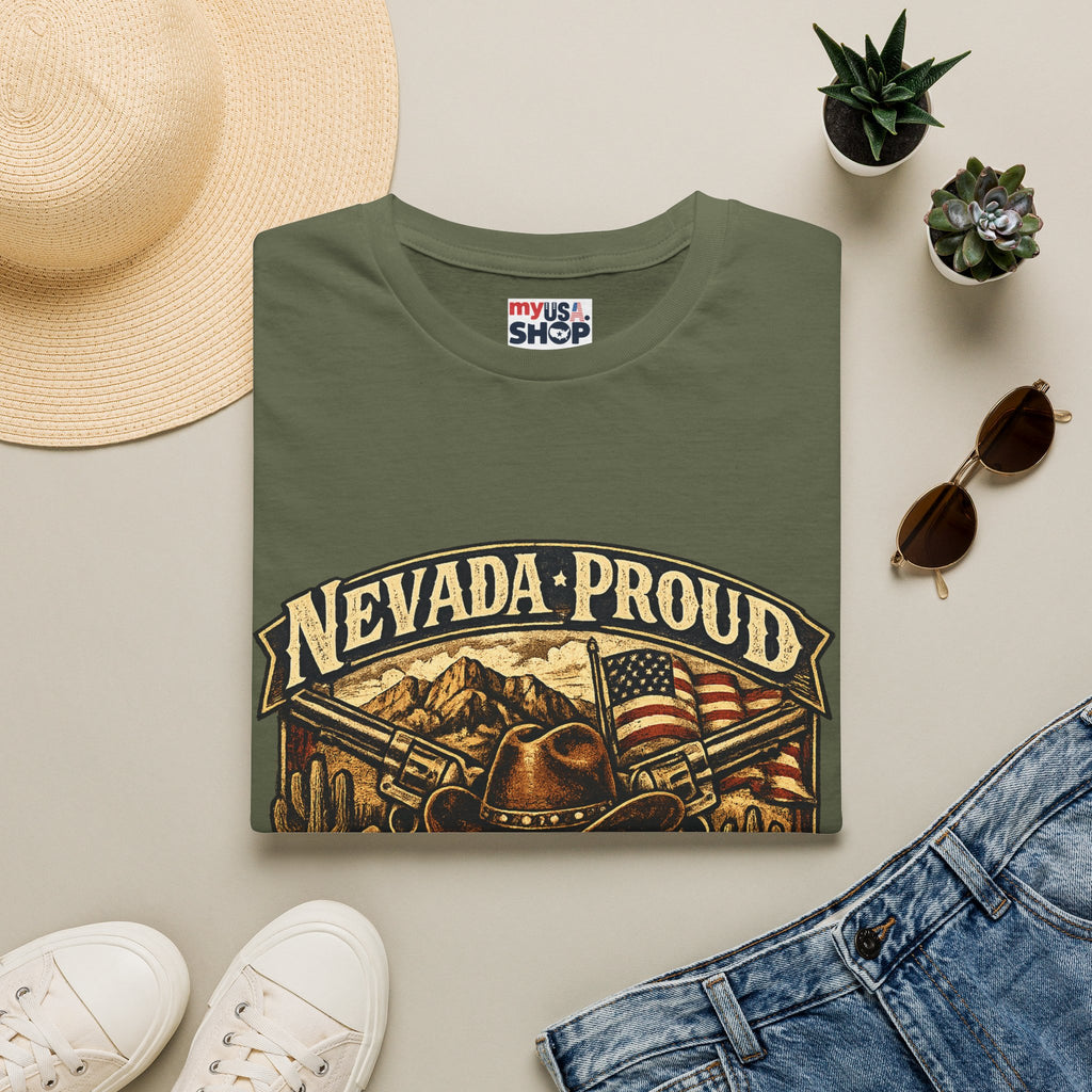 America 250 Nevada Proud T-Shirt — Vintage American Western Design