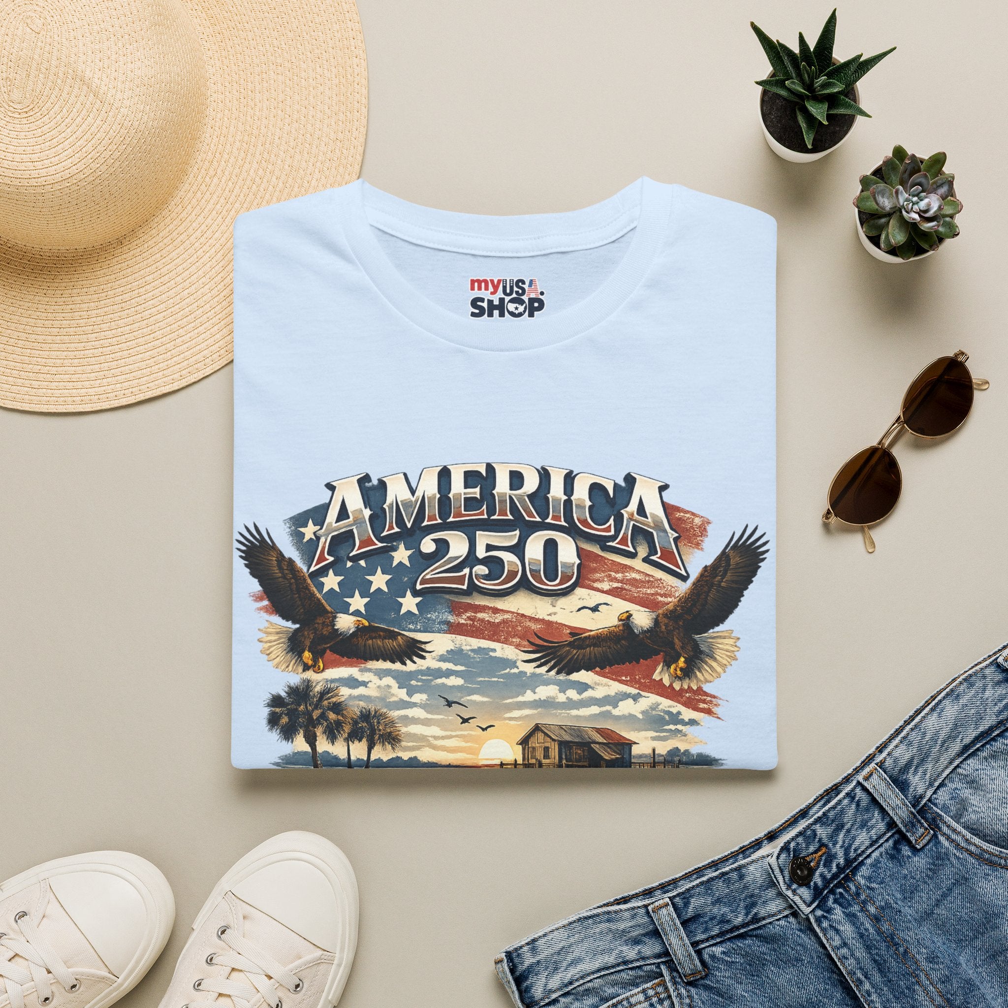America 250 T-Shirt — South Carolina Patriotic Bald Eagles & Flag Graphic
