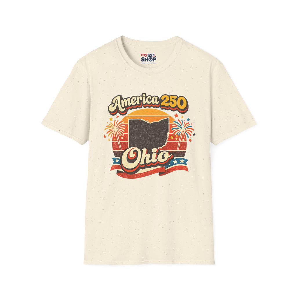 America 250 Ohio T‑Shirt — Retro Fireworks Bicentennial Celebration Tee