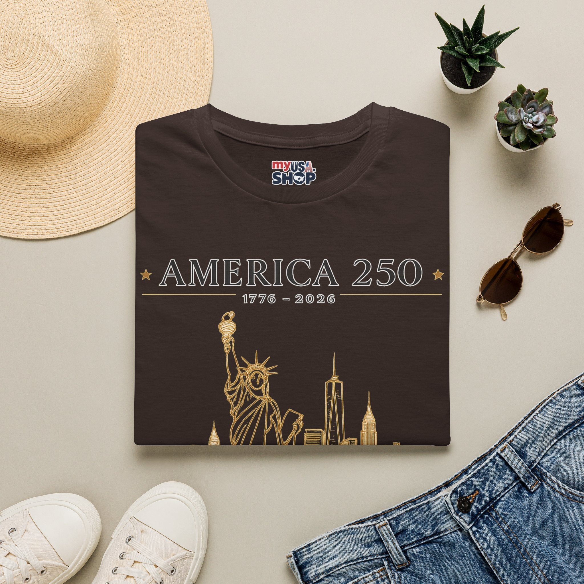 America 250 — USA Commemorative Tee (New York Statue of Liberty Design)