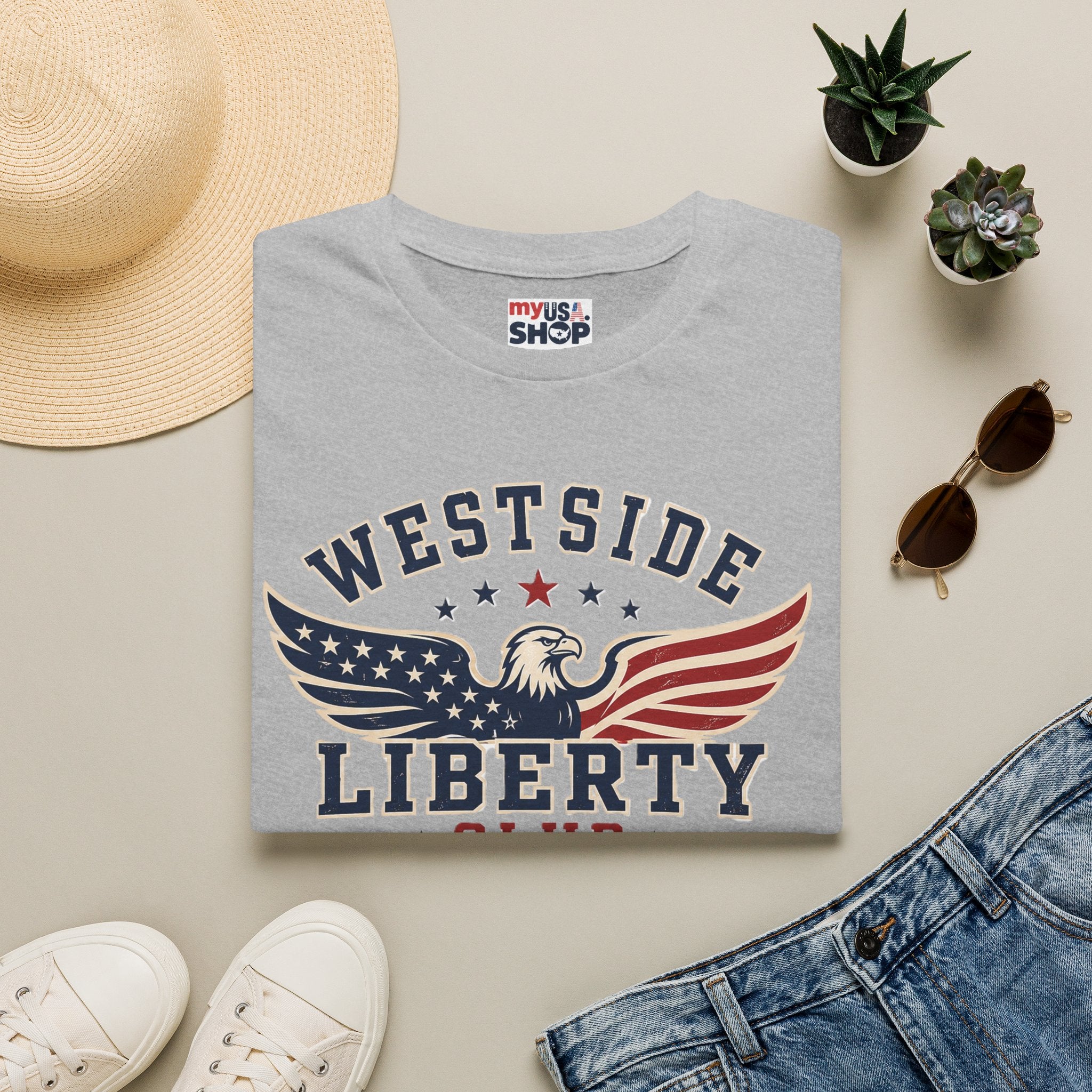 Westside Liberty Club T-Shirt — Patriotic Eagle America 250 Graphic Tee
