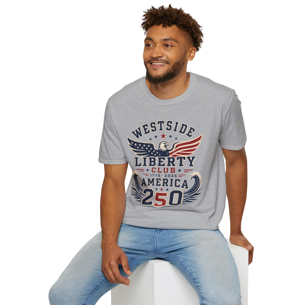 Westside Liberty Club T-Shirt — Patriotic Eagle America 250 Graphic Tee