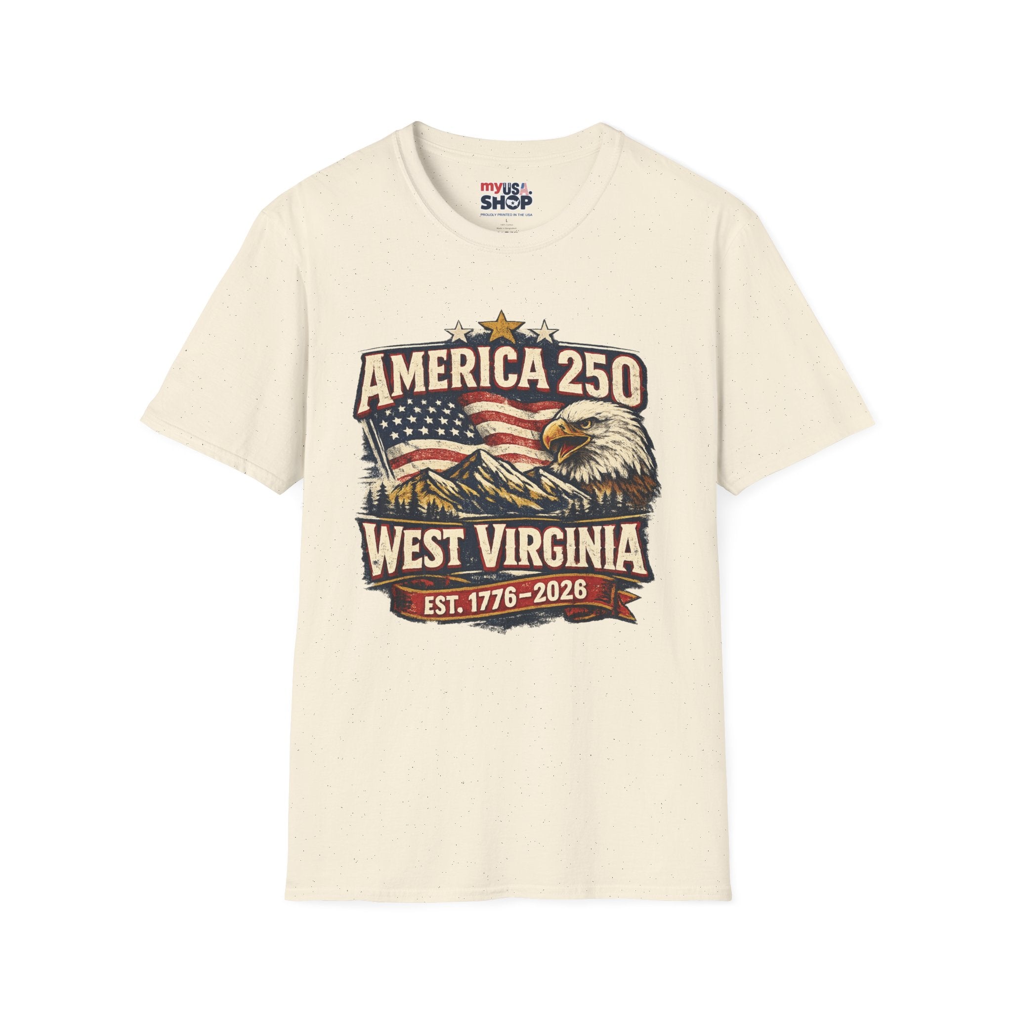 America 250 Eagle T-Shirt — West Virginia 1776–2026 Patriotic