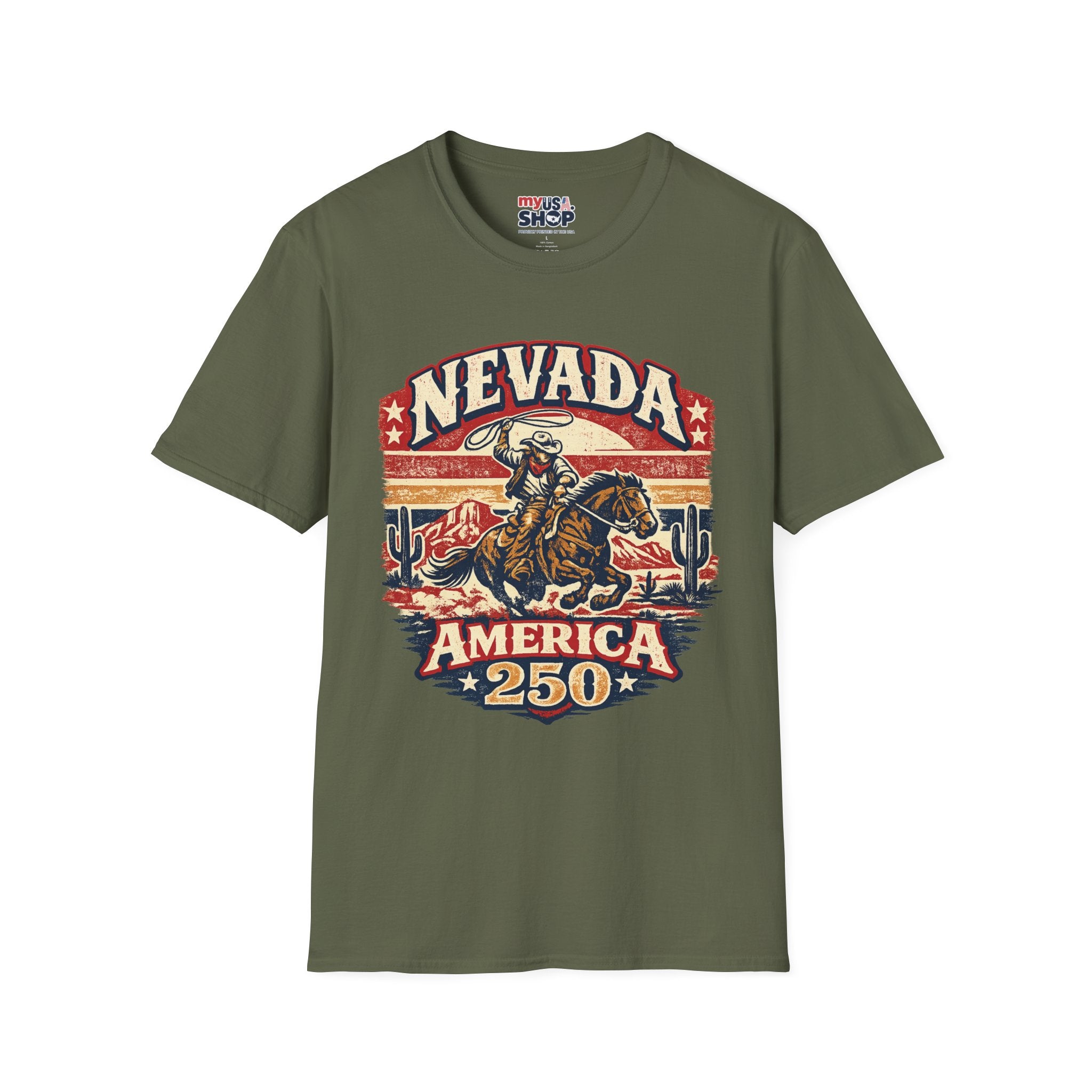 America 250 Nevada Rodeo Vintage T‑Shirt — Western Cowboy Graphic