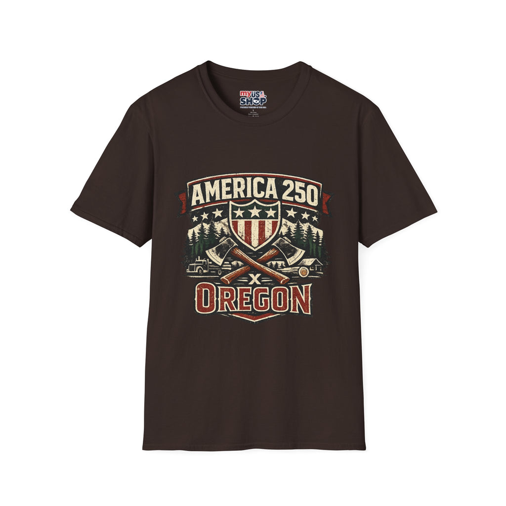 America 250 Shirt —Oregon  Rustic Timber Heritage Graphic Tee