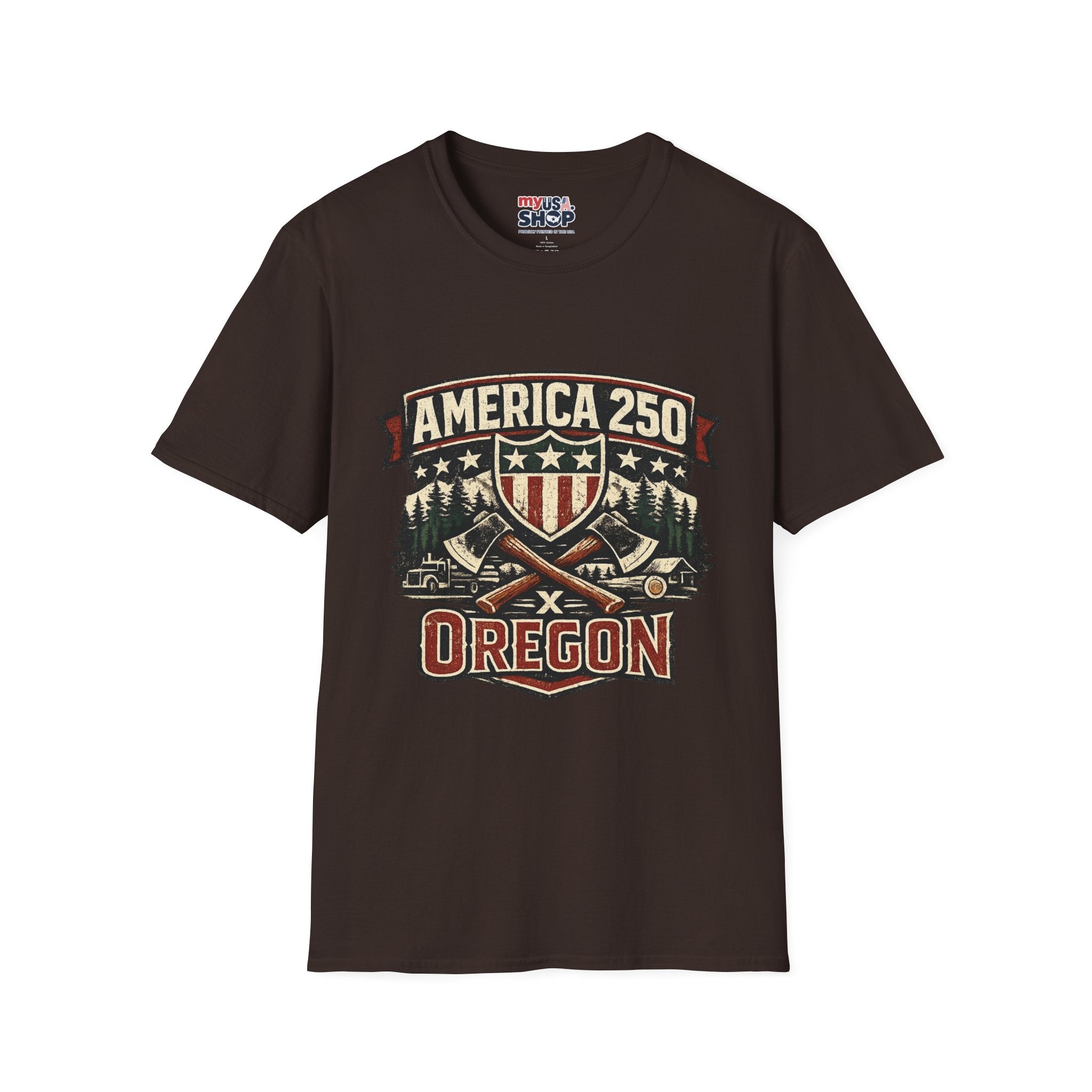 America 250 Shirt —Oregon  Rustic Timber Heritage Graphic Tee