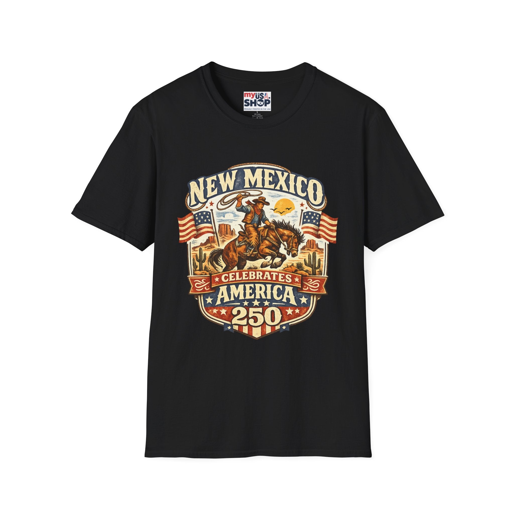 America 250 New Mexico Cowboy Rodeo T-Shirt — Vintage Western Tee