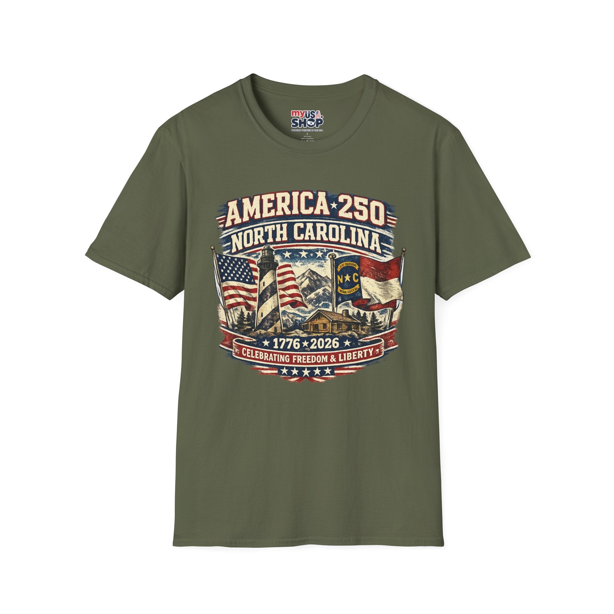 America 250 North Carolina T-Shirt — 1776–2026 Patriotic State Pride Tee