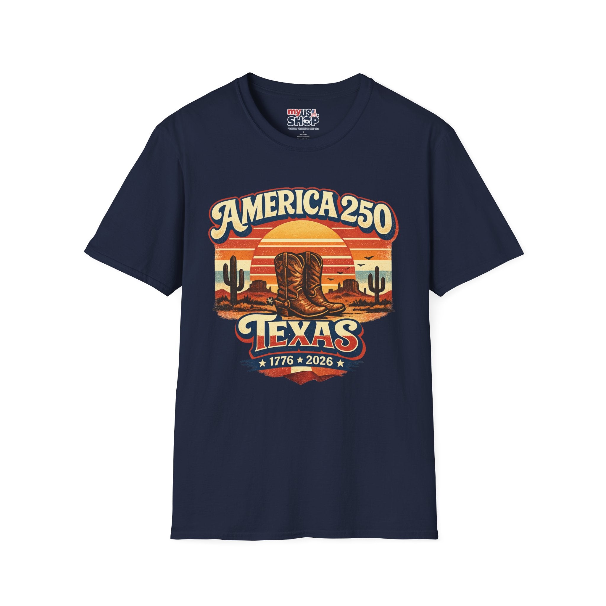 America 250 Texas T-Shirt — Retro Desert Cowboy Graphic Tee