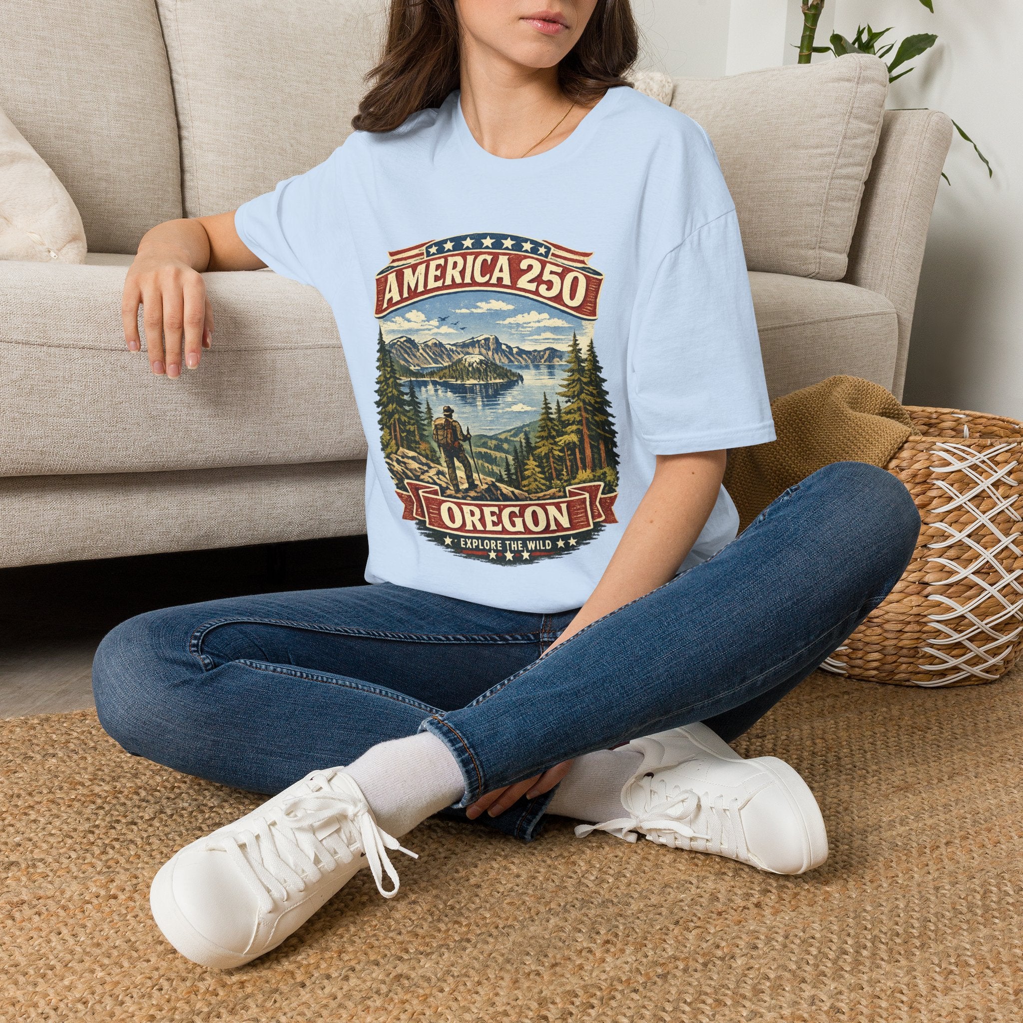 America 250 X Oregon Shirt — Explore The Wild Adventure Graphic Tee