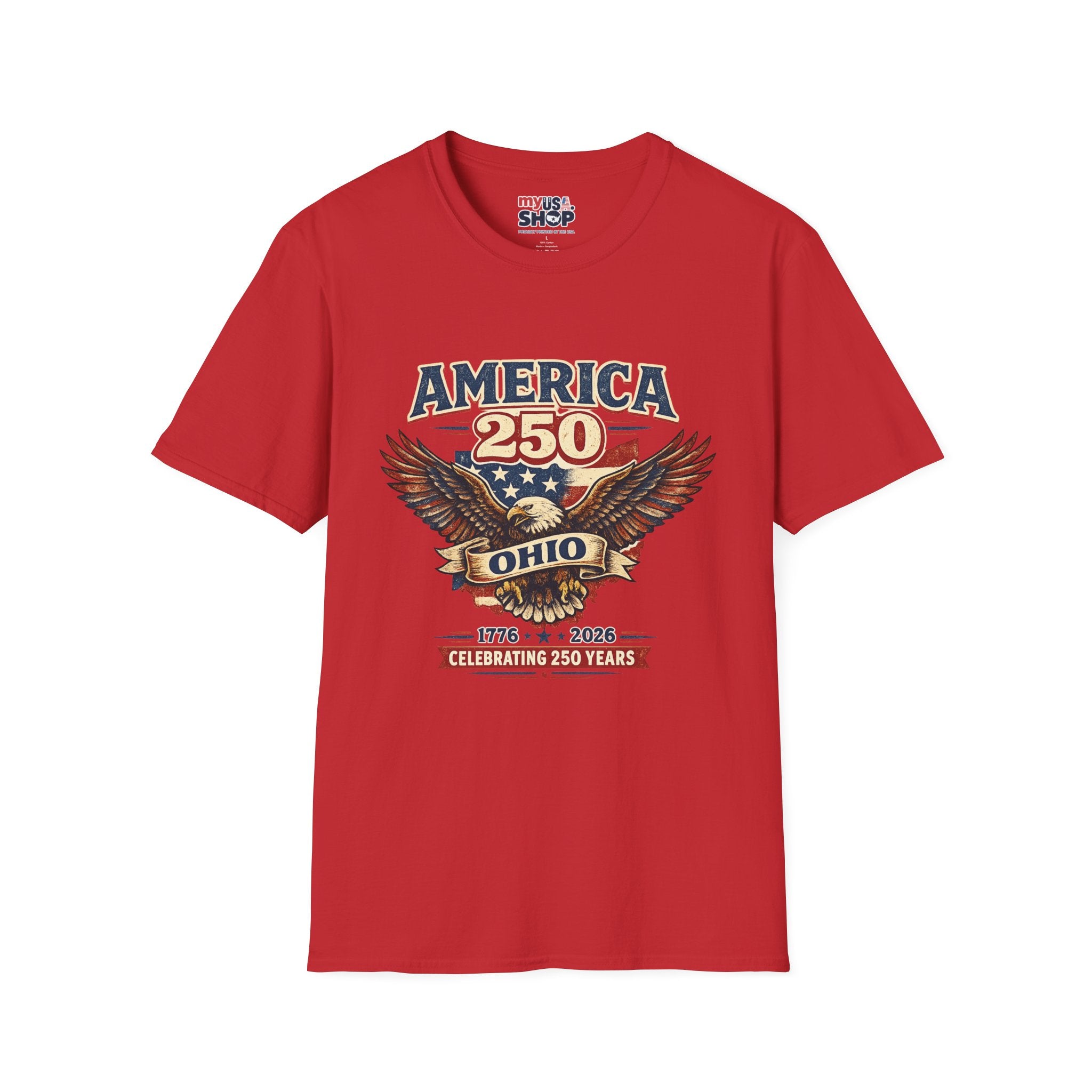 America 250 – Ohio Eagle Ribbon 1776–2026 Vintage Tee Desig