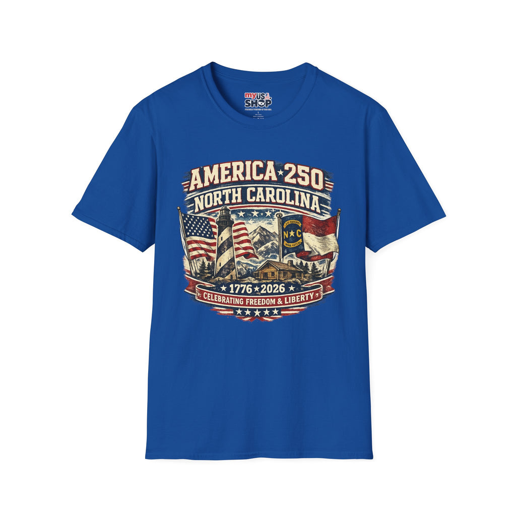 America 250 North Carolina T-Shirt — 1776–2026 Patriotic State Pride Tee