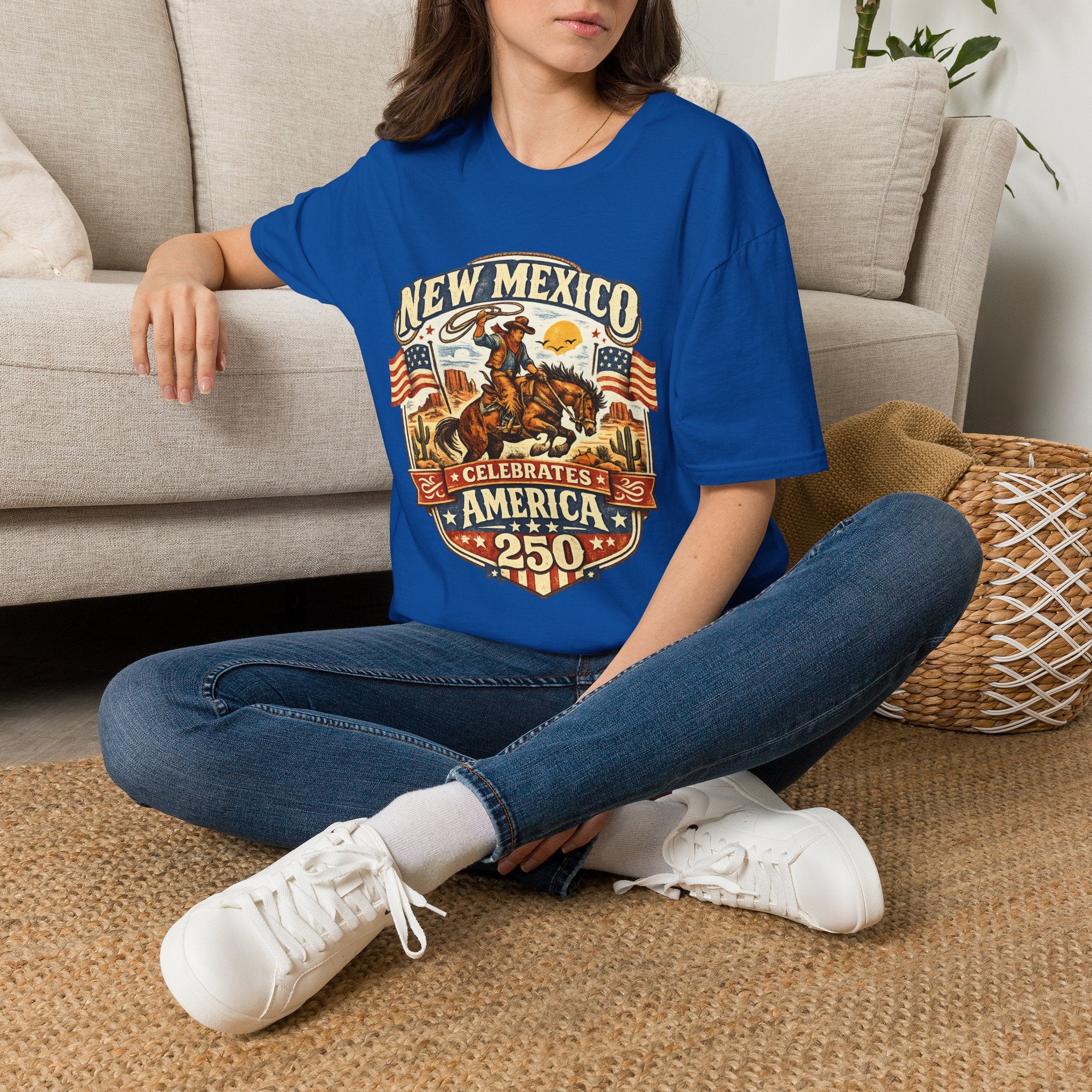 America 250 New Mexico Cowboy Rodeo T-Shirt — Vintage Western Tee
