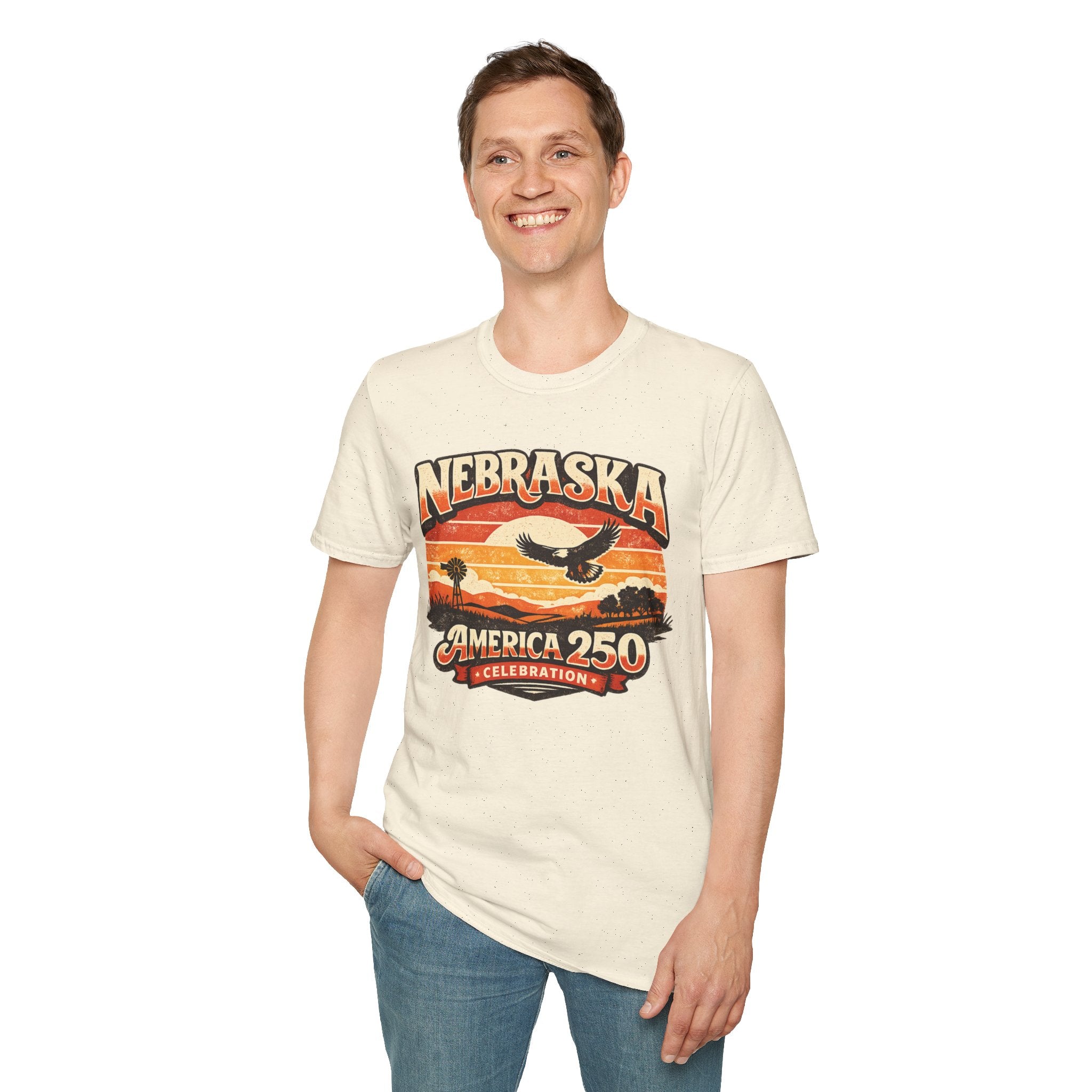 Nebraska America 250 Retro Sunset T-Shirt