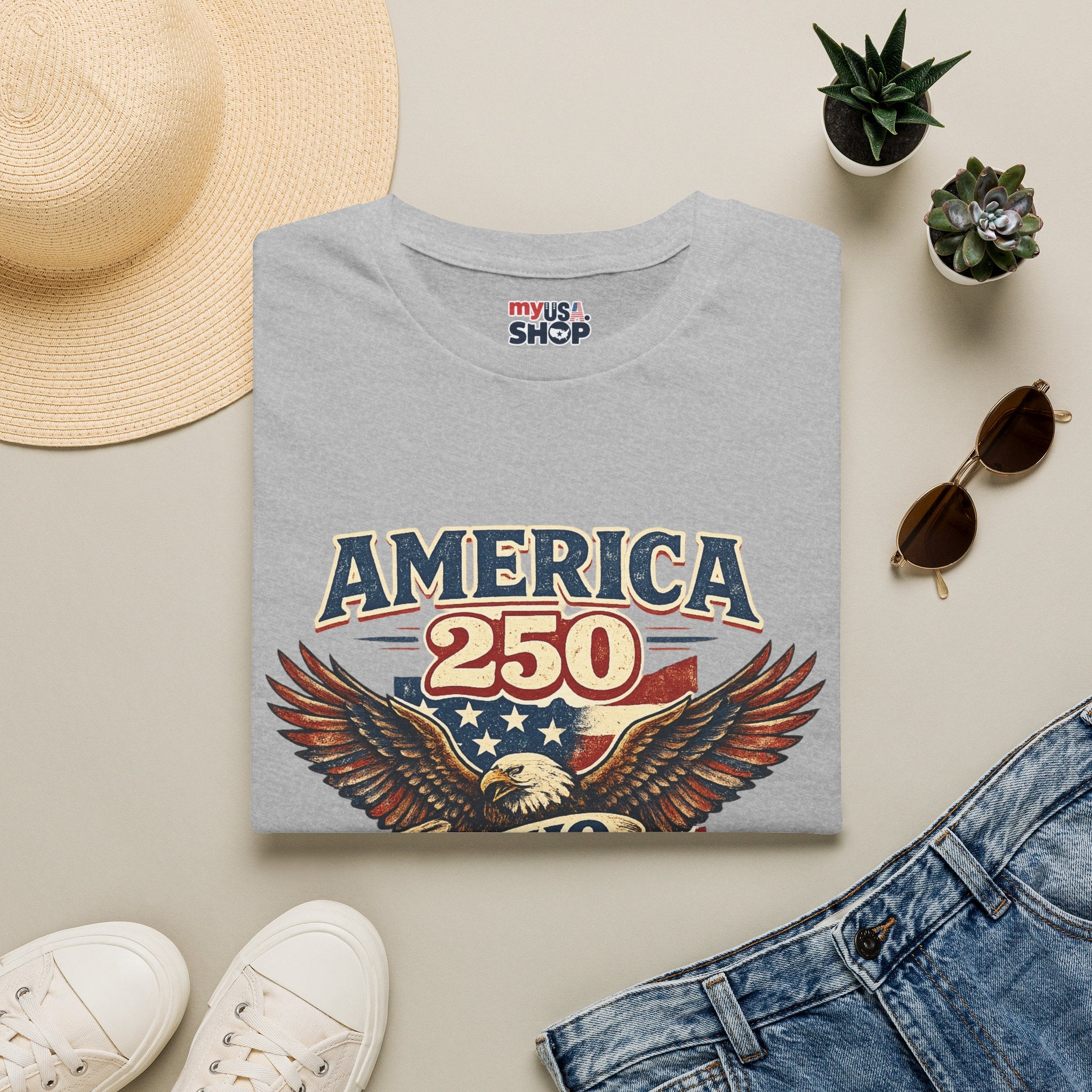 America 250 – Ohio Eagle Ribbon 1776–2026 Vintage Tee Desig
