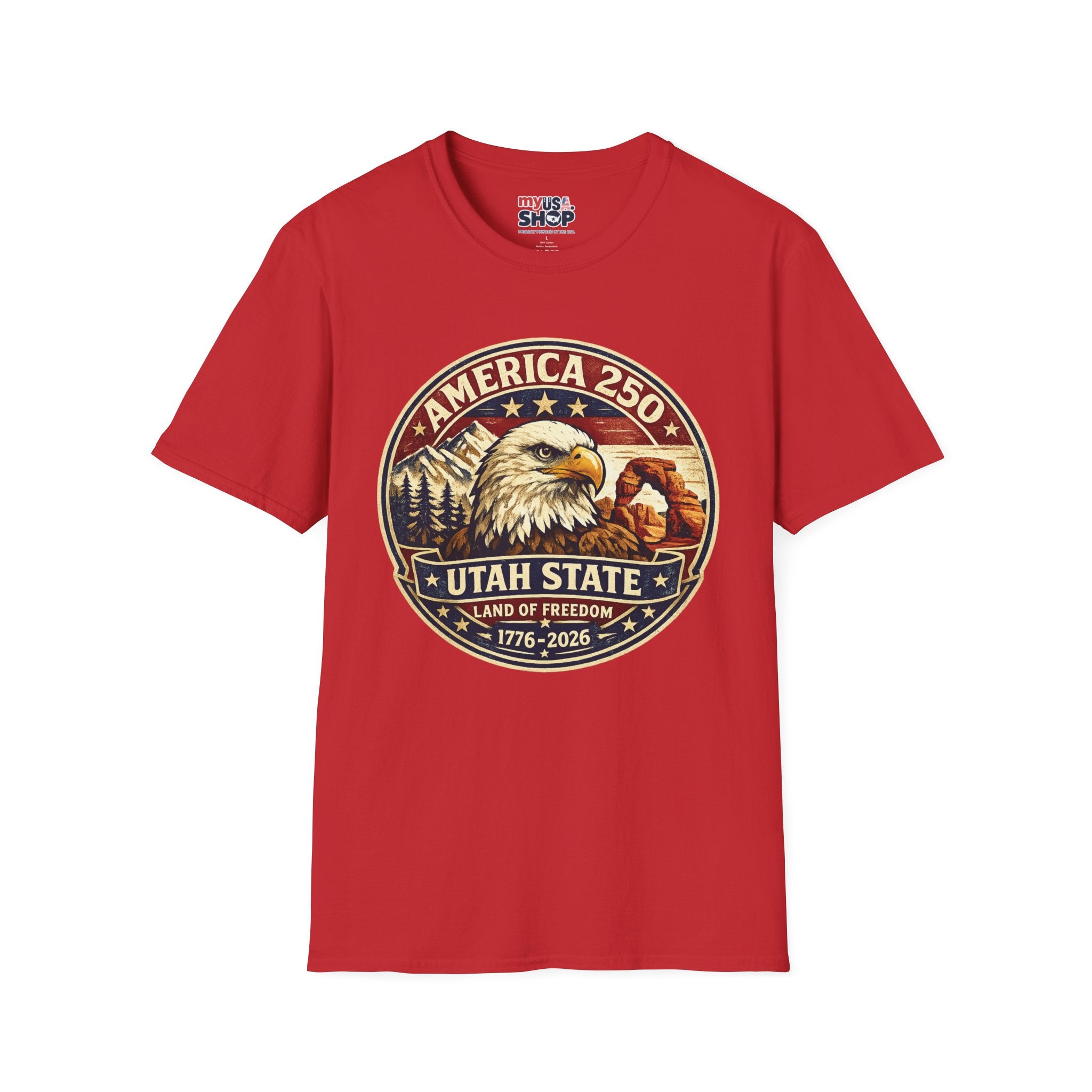 America 250 Utah State Tee — Land of Freedom Eagle Graphic Shirt