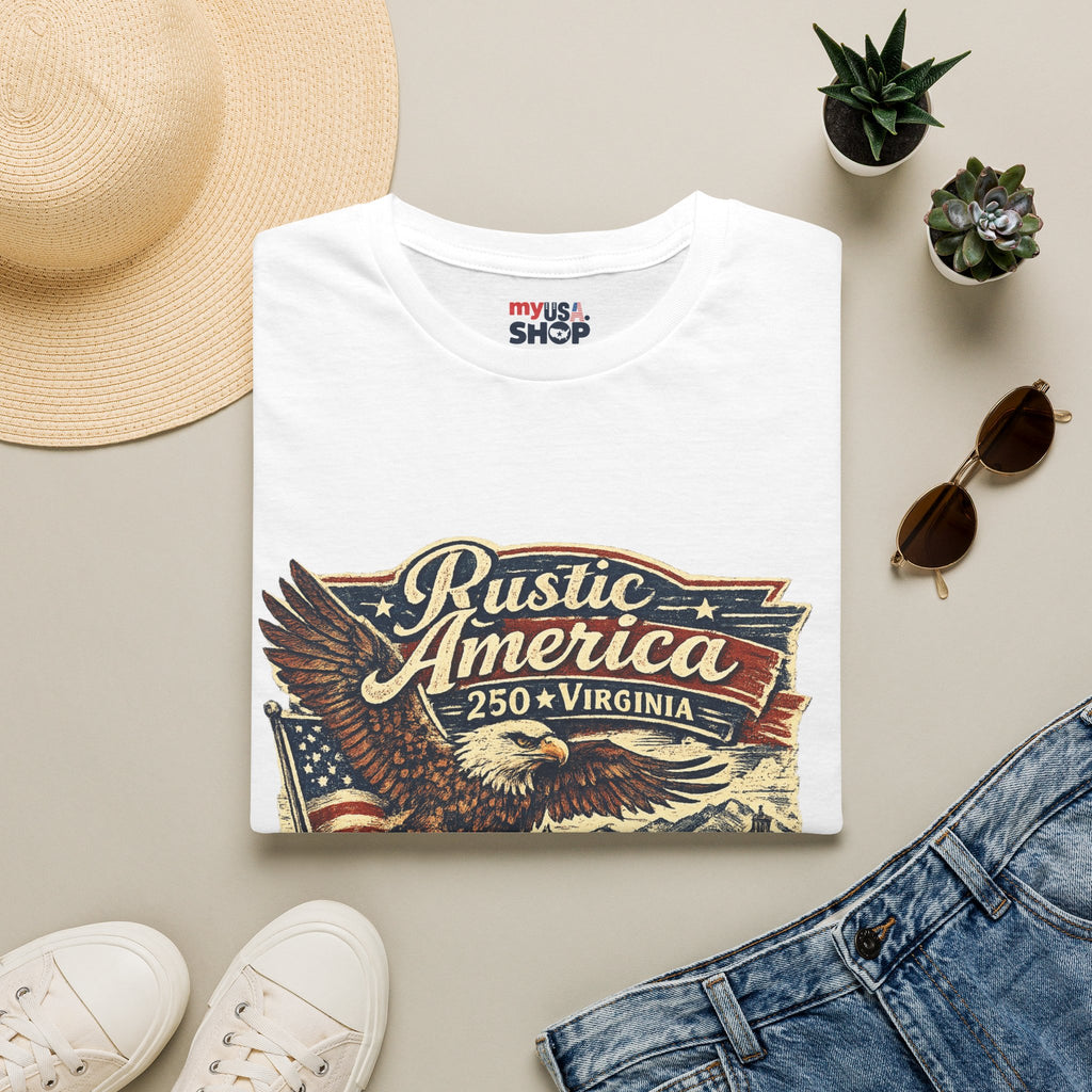 America 250 Virginia Eagle T‑Shirt — Heritage & Freedom Vintage Design