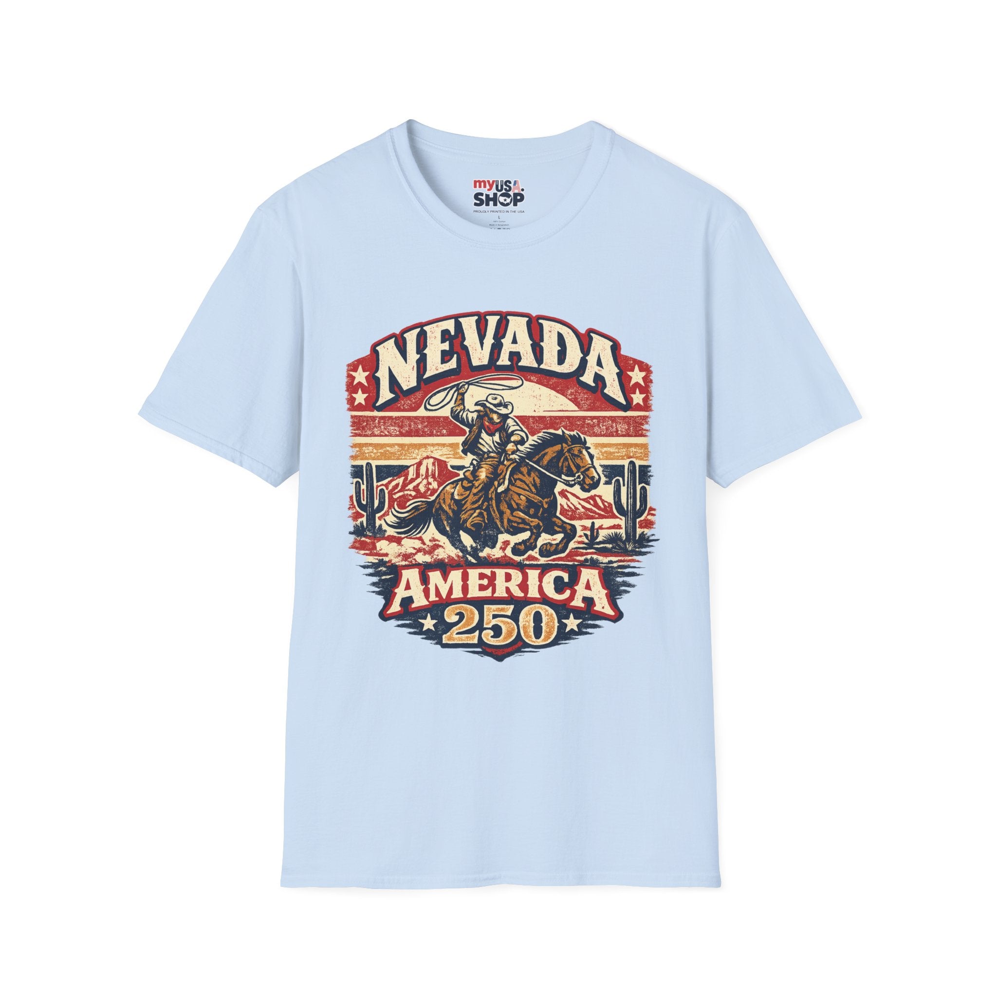 America 250 Nevada Rodeo Vintage T‑Shirt — Western Cowboy Graphic