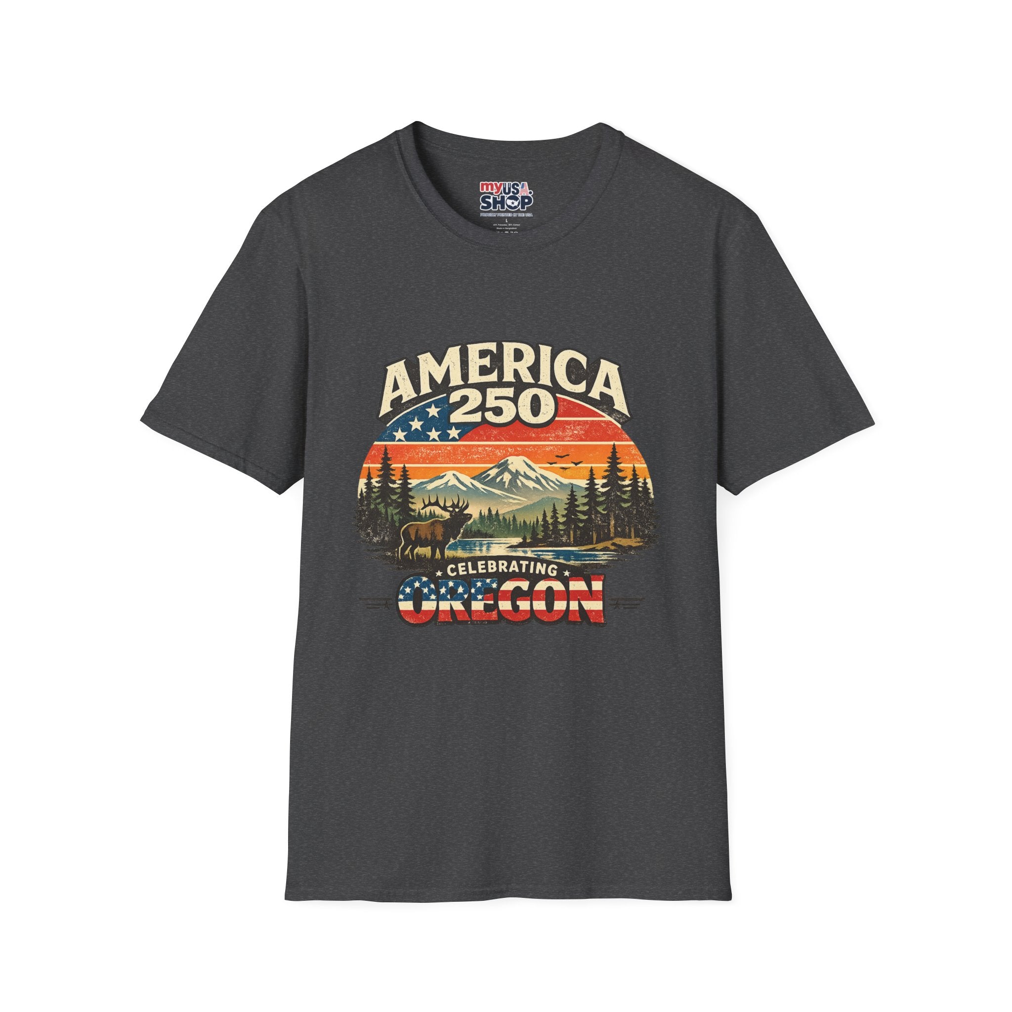 America 250 Oregon Shirt — Retro Wildlife Sunset Graphic Tee