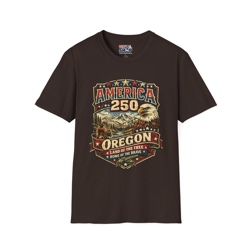 America 250 Oregon  Shirt — Heritage Eagle Americana Crest Tee