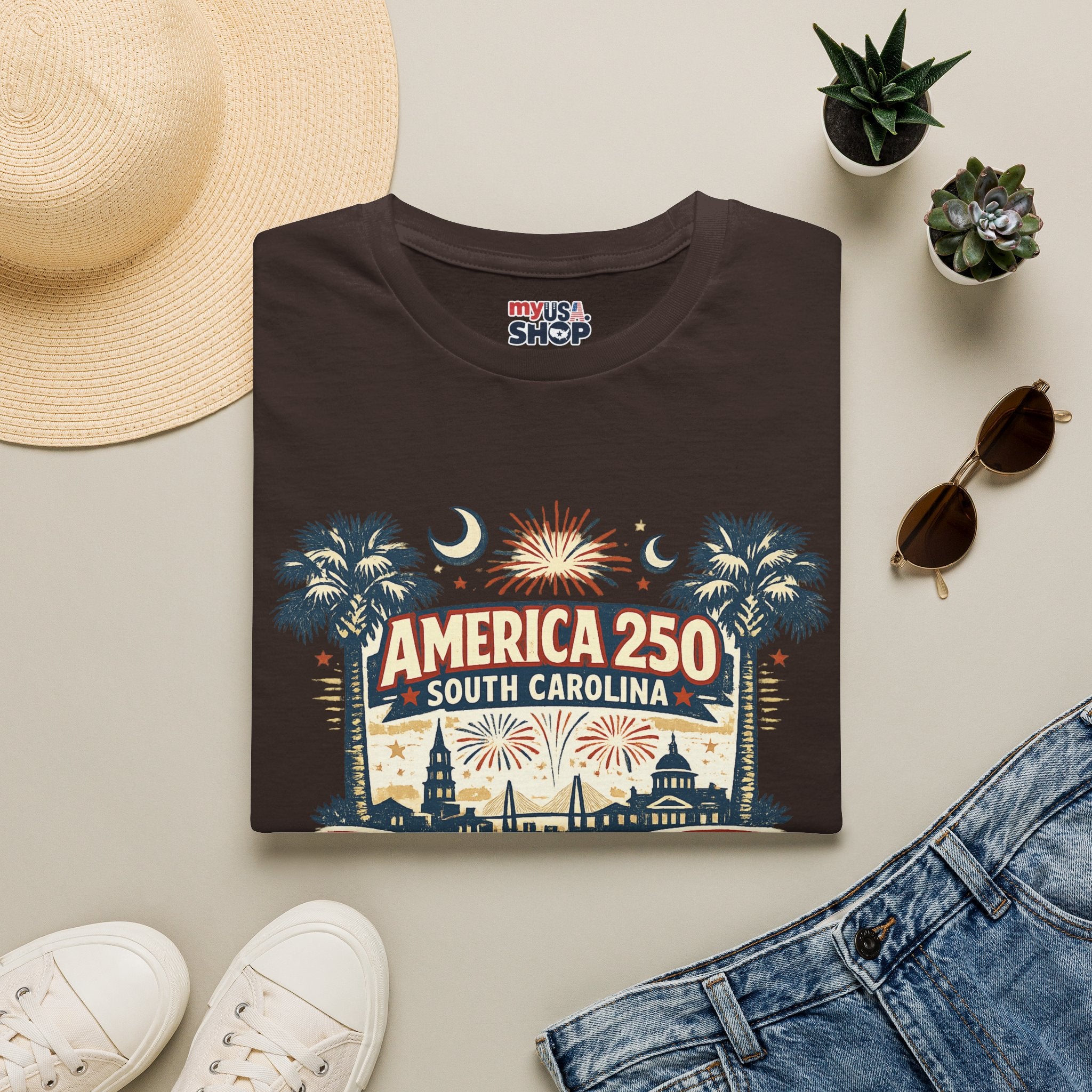 America 250 South Carolina T-Shirt — Palmetto Fireworks Celebration Tee