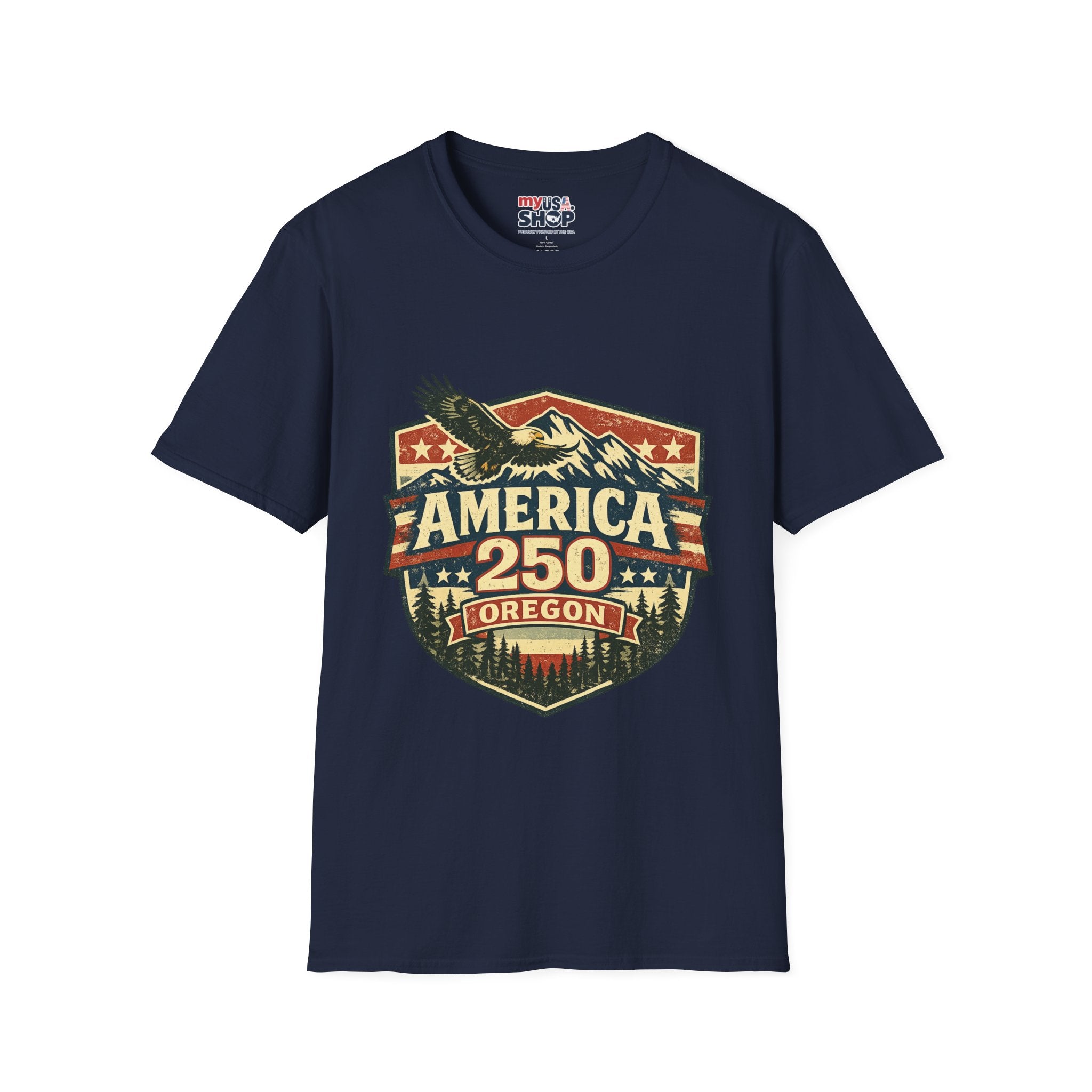 America 250 Shirt —Oregon  Mountain Eagle Wilderness Badge Tee