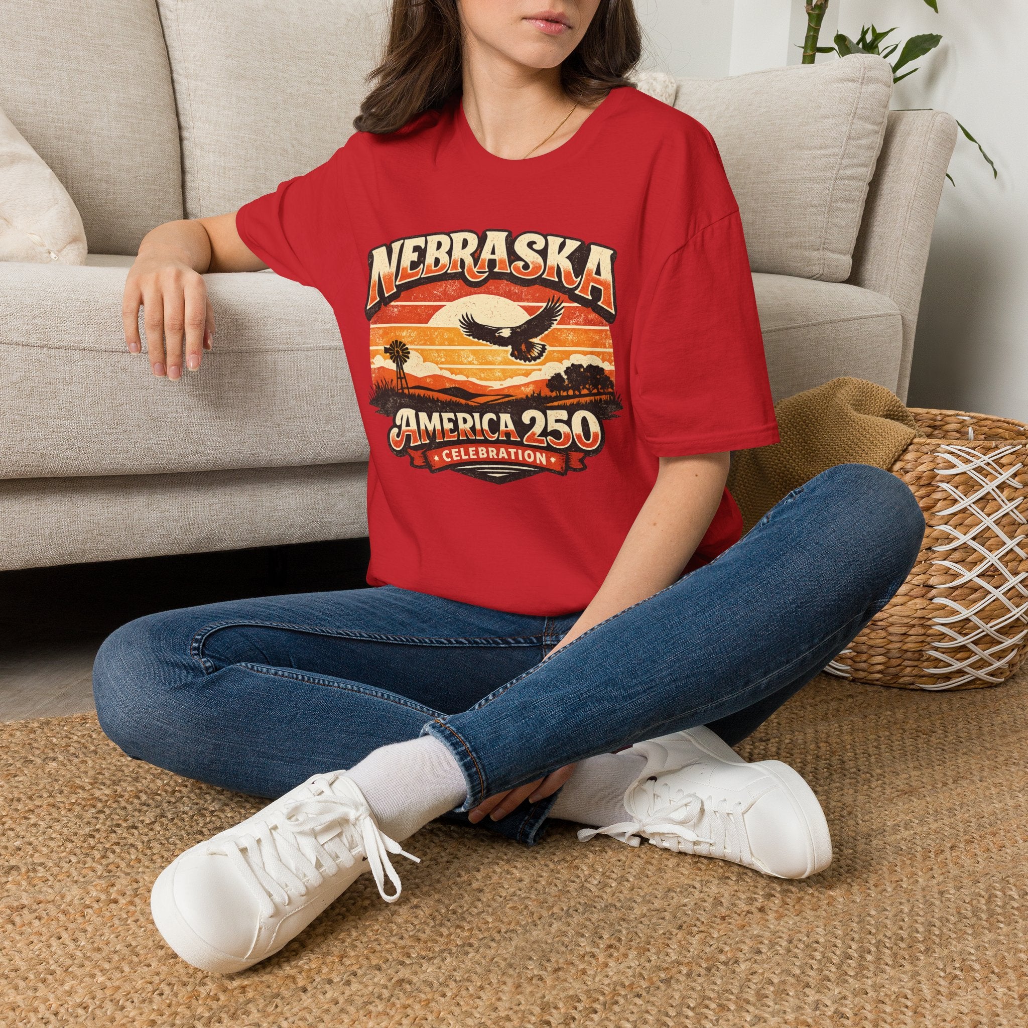 Nebraska America 250 Retro Sunset T-Shirt