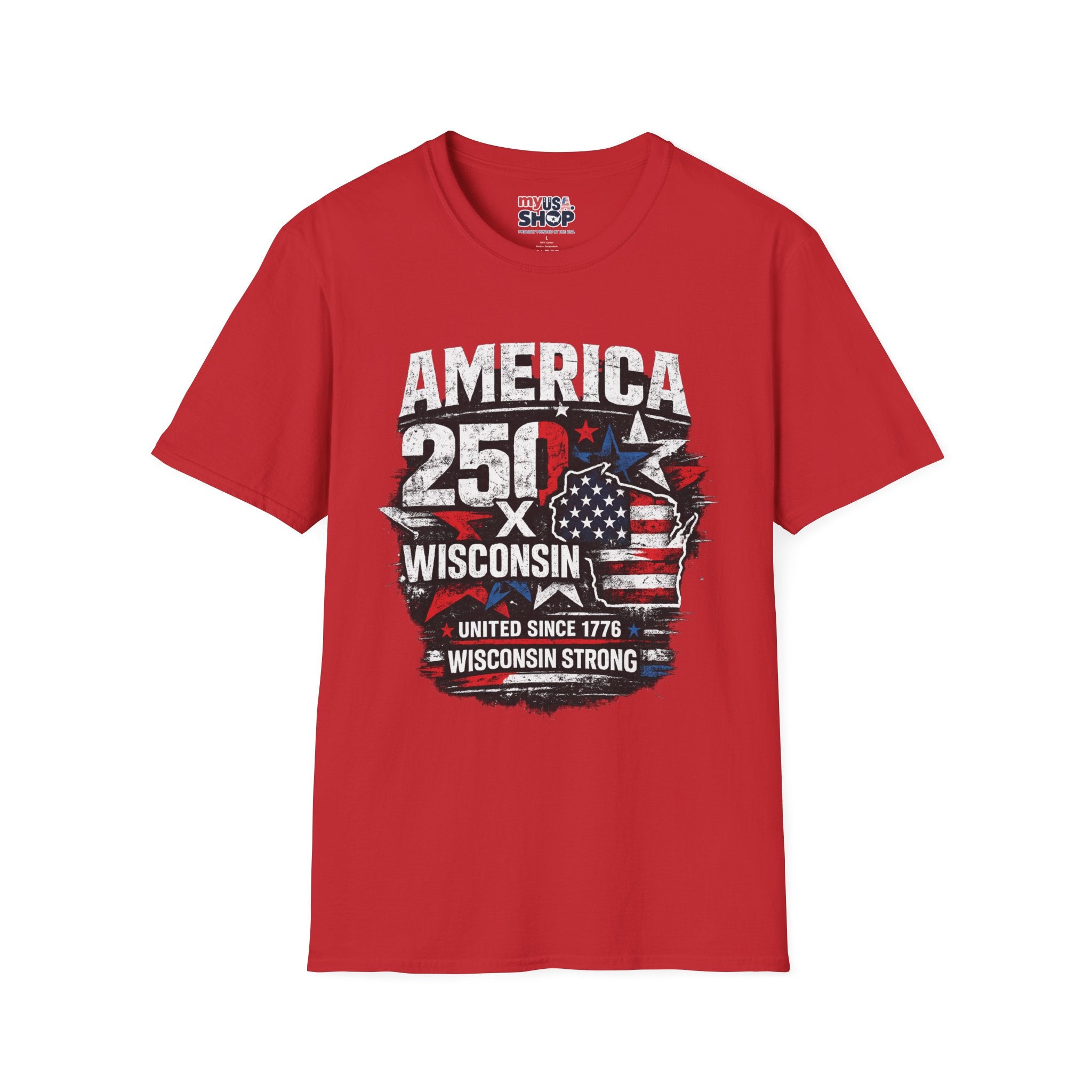 America 250 Wisconsin T-Shirt — USA 1776 Celebration Tee