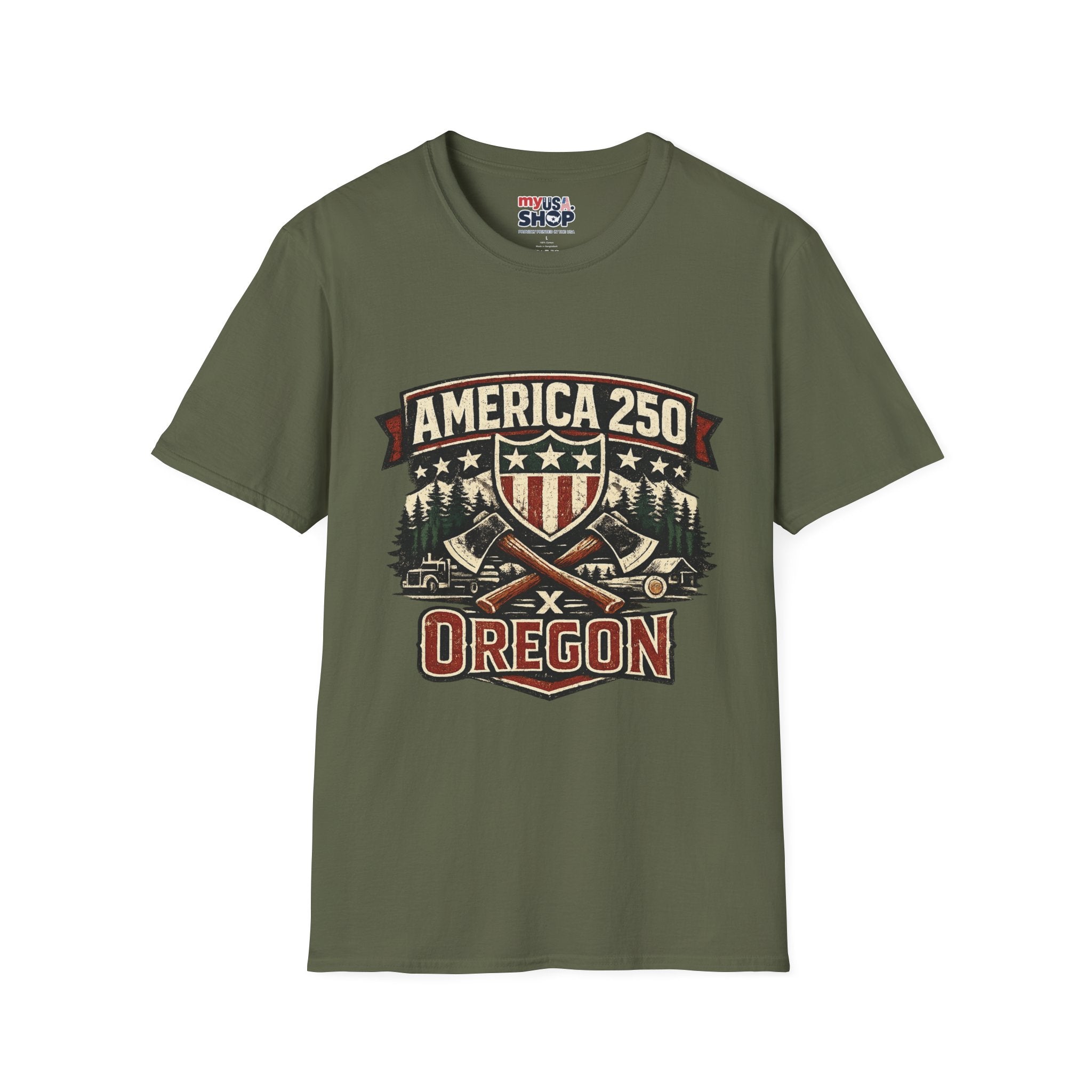 America 250 Shirt —Oregon  Rustic Timber Heritage Graphic Tee