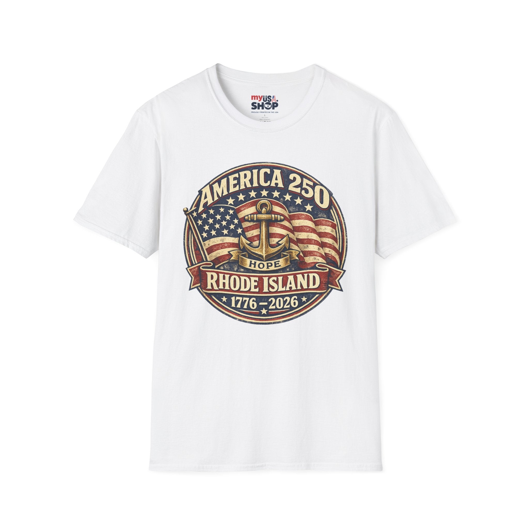 America 250 Rhode Island Shirt — Hope Anchor Patriotic Graphic Tee