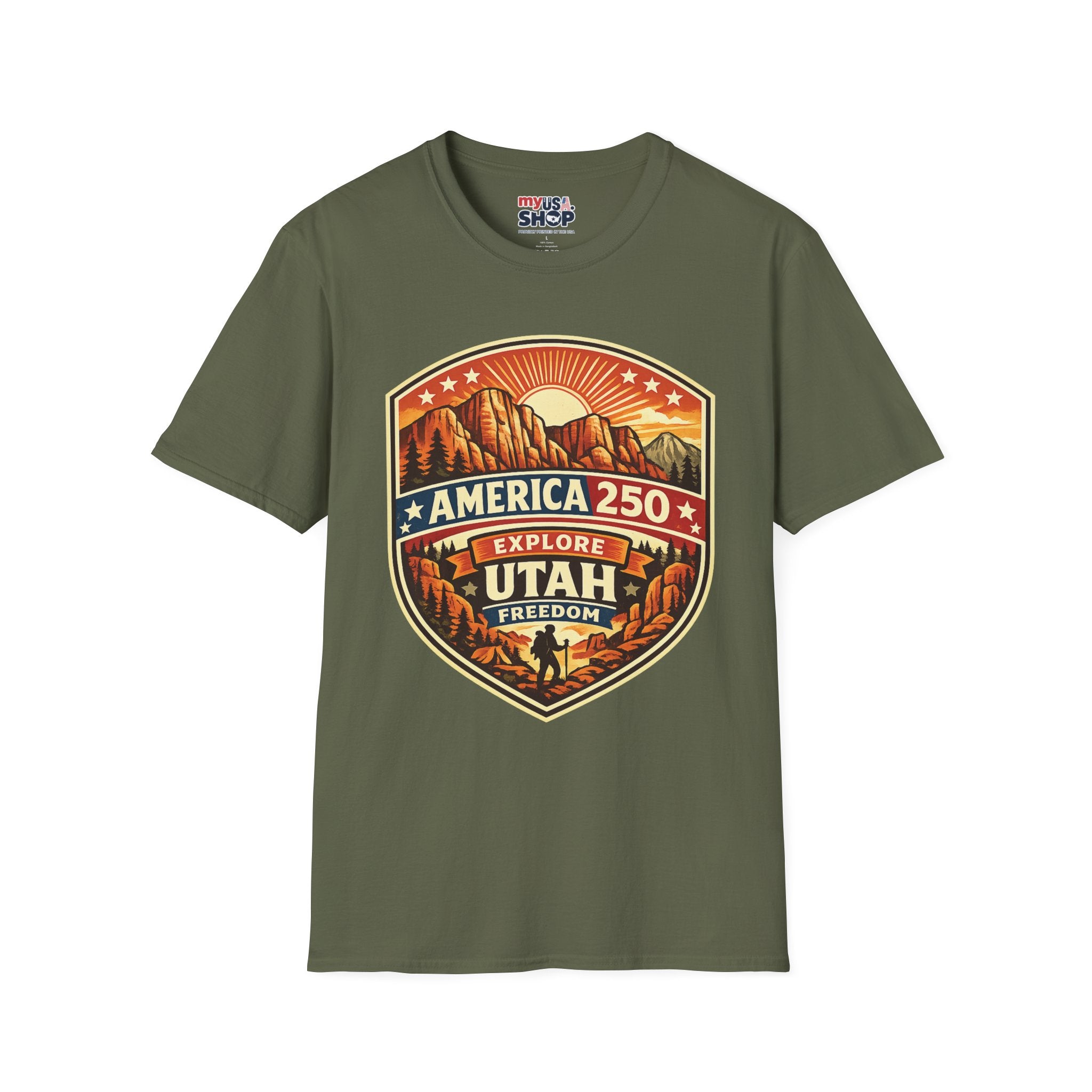 America 250 T-Shirt Utah Explore Freedom Vintage National Park Badge