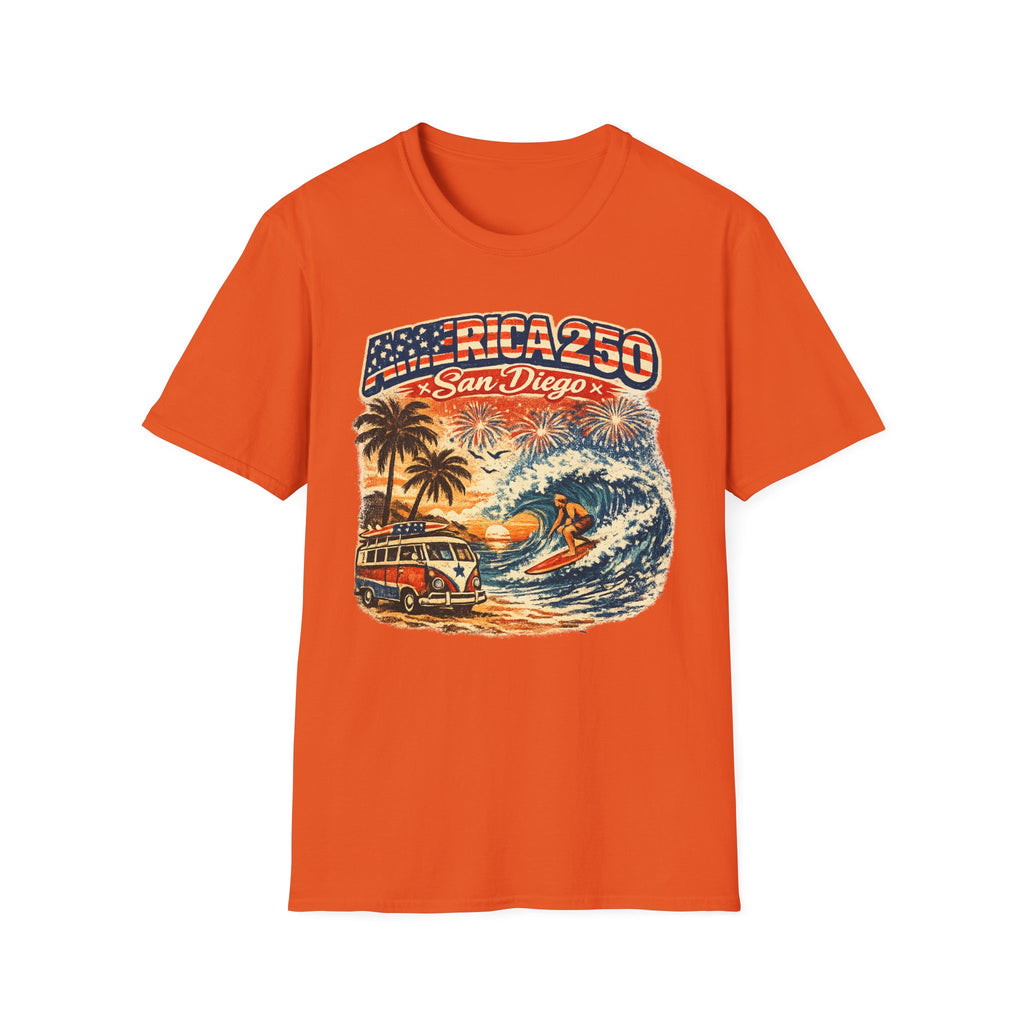 America 250 San Diego California Vintage Surf Tee