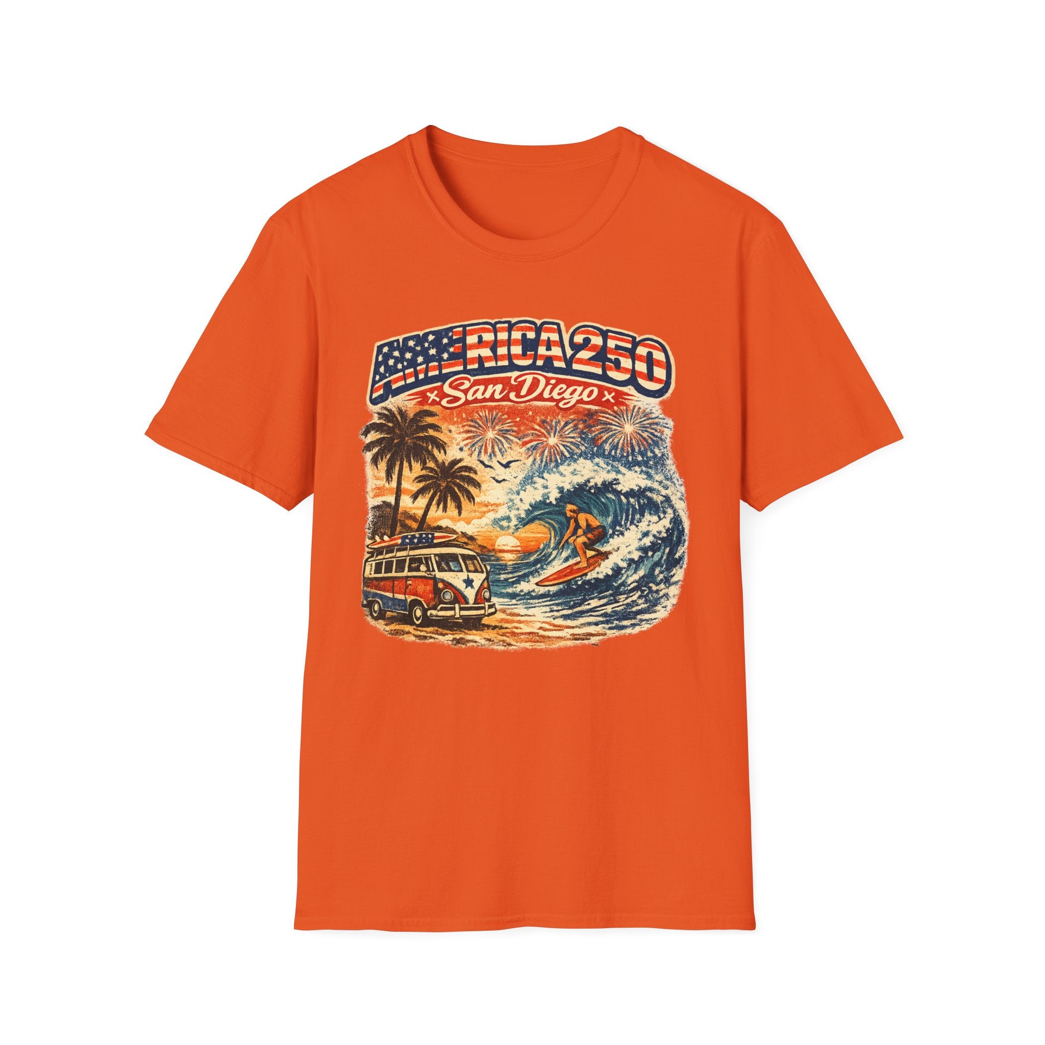 America 250 San Diego California Vintage Surf Tee