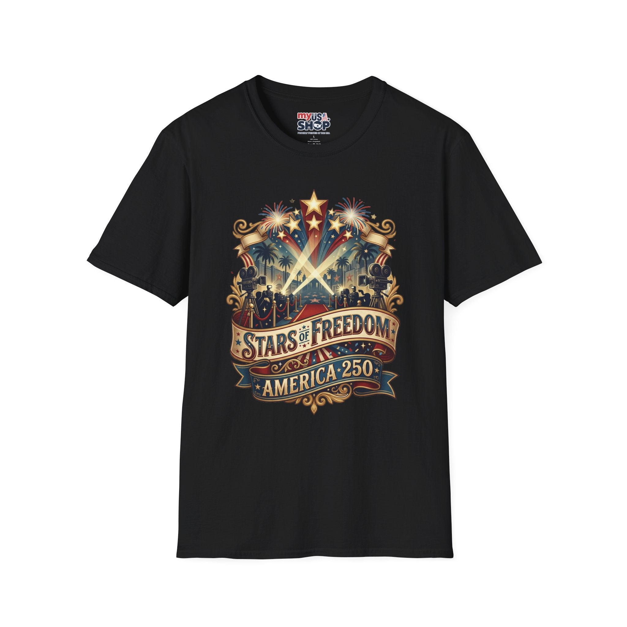 Stars of Freedom T‑Shirt — America 250 Patriotic Celebration Tee Pop Culture