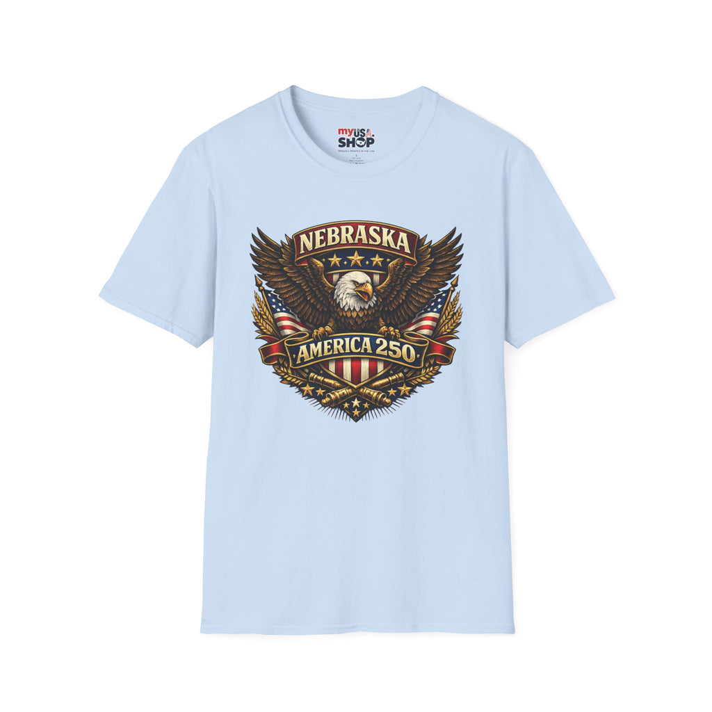 America 250 Nebraska Eagle T-Shirt — Patriotic USA State Tee