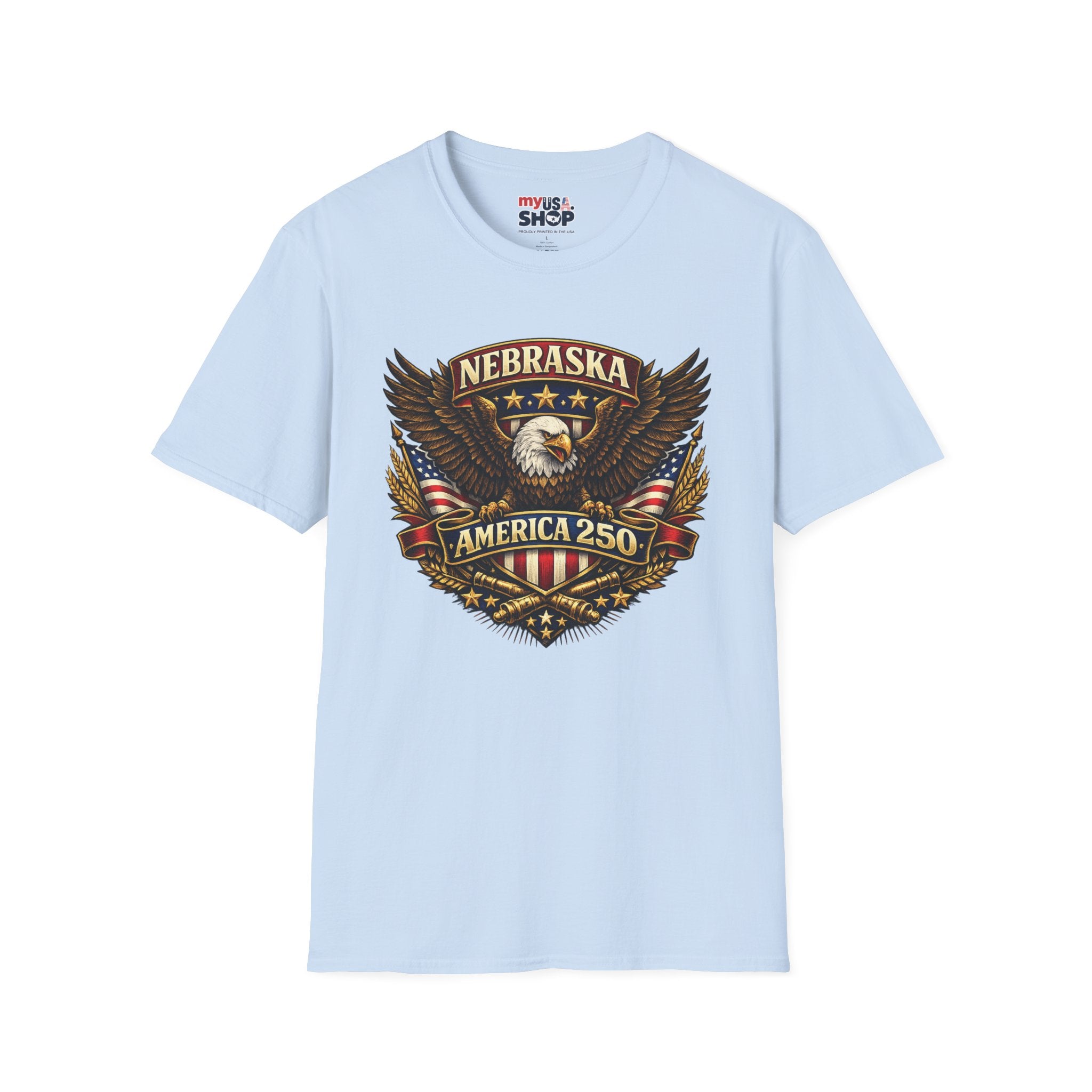 America 250 Nebraska Eagle T-Shirt — Patriotic USA State Tee