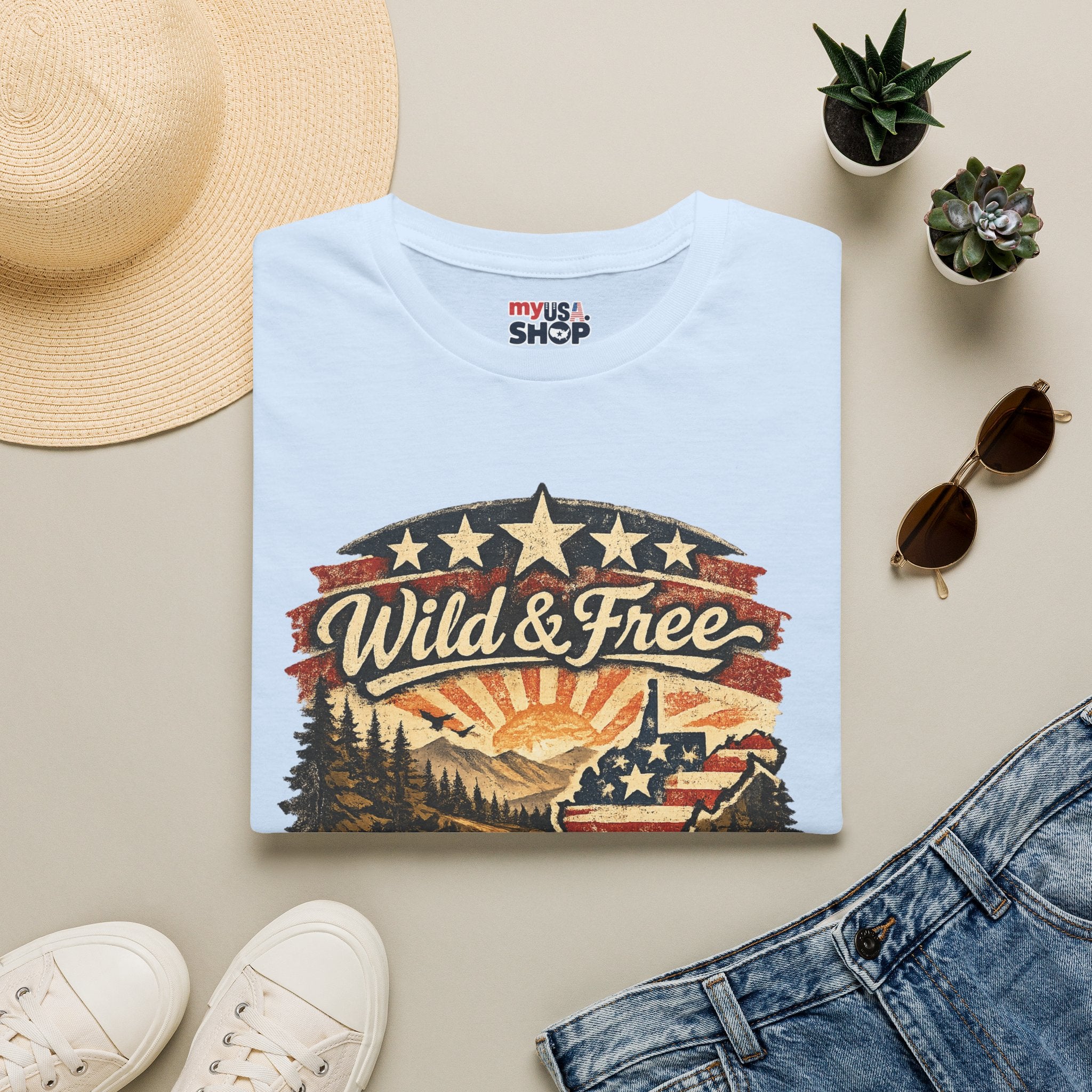 Wild & Free West Virginia T-Shirt — America 250 Mountain Sunset Tee