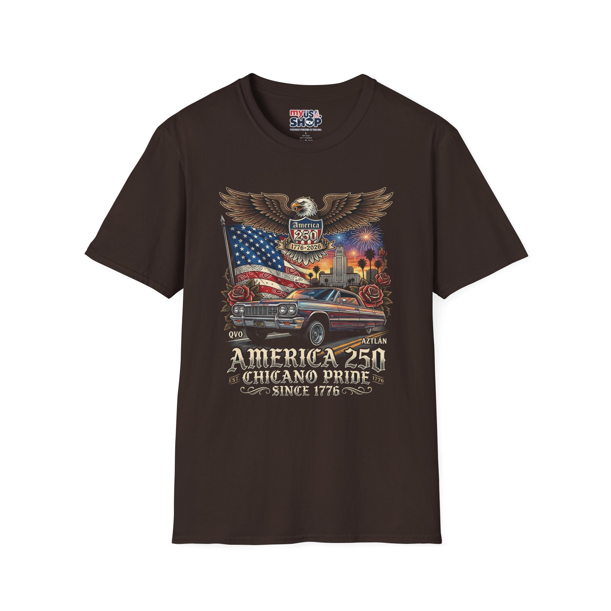 America 250 Chicano Patriotic – Eagle, Flag & Classic Car 1776–2026 Pride