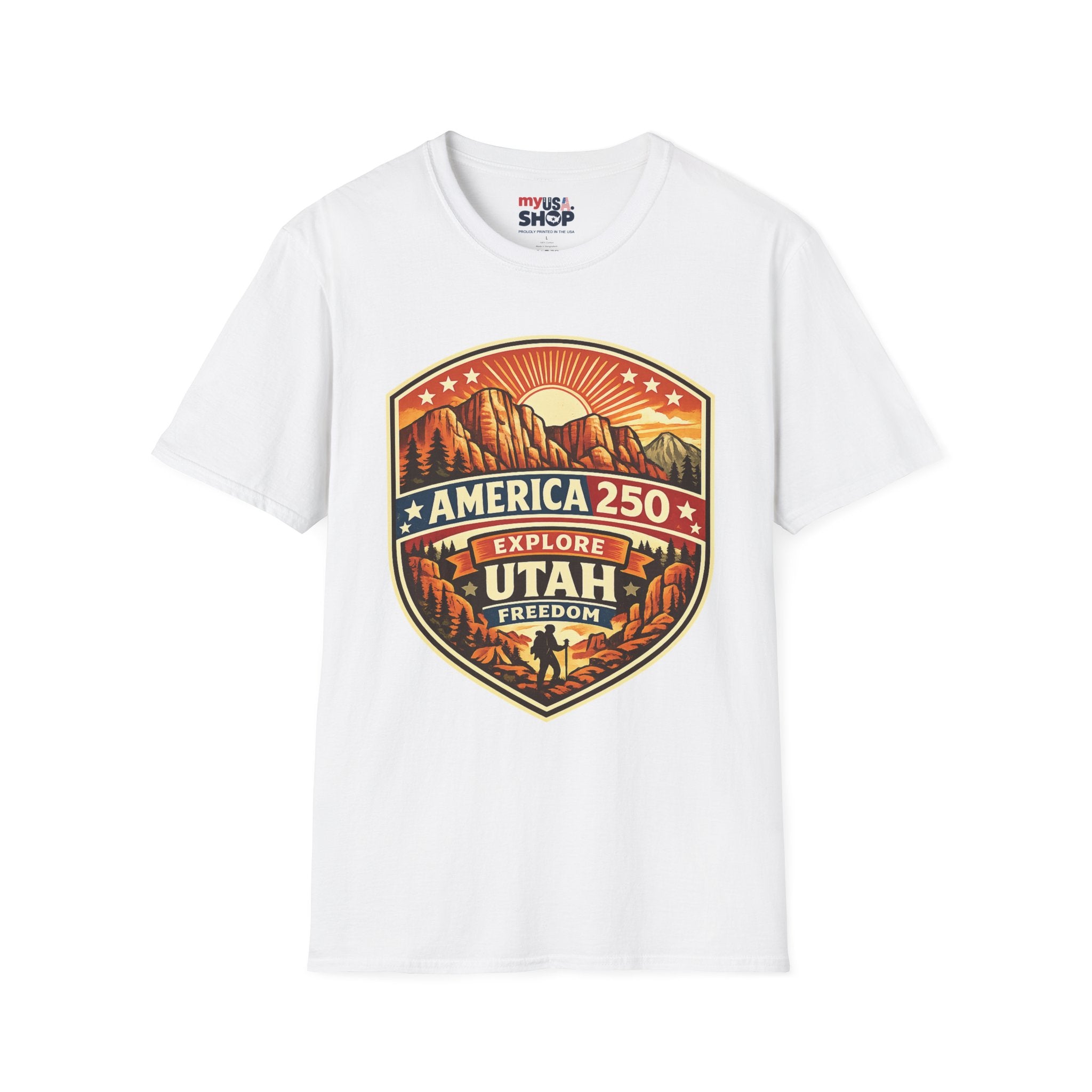 America 250 T-Shirt Utah Explore Freedom Vintage National Park Badge